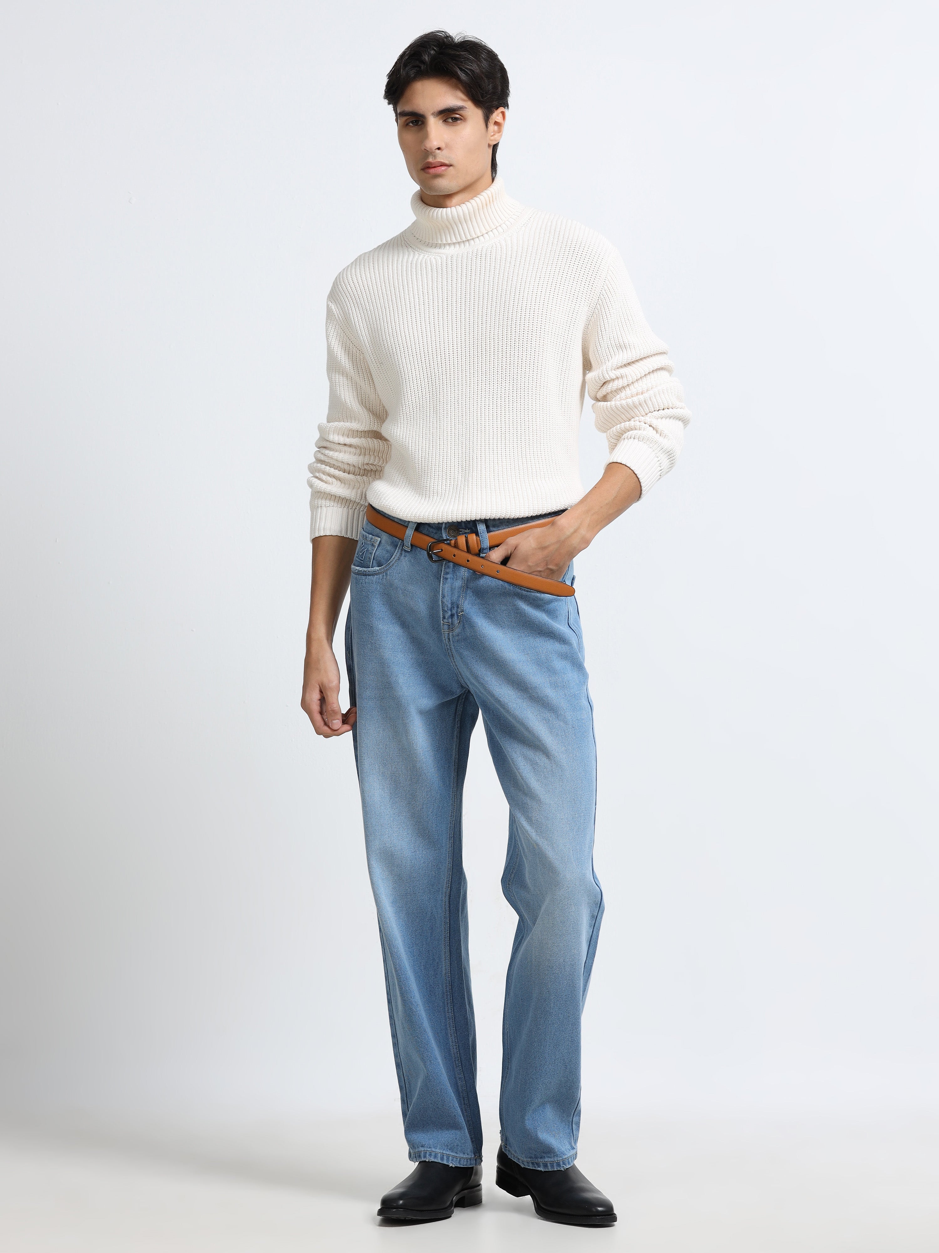Slim fit denim jeans and baggie fit denim jeans for men styled for daily wear.