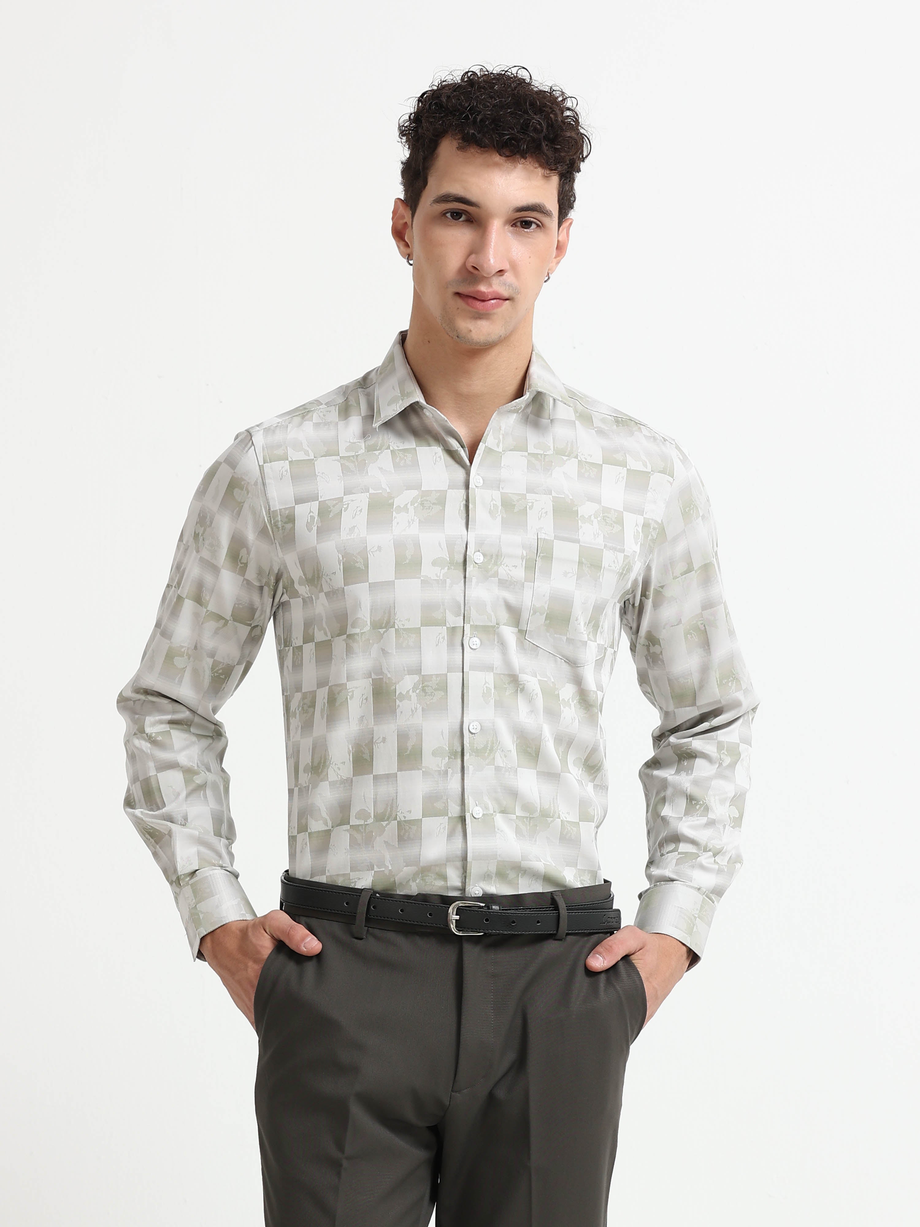 Shadow Flora Checkerboard Jacquard Shirt