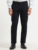 NAVY DOBBIES COTTON LYCRA BLEND TROUSER