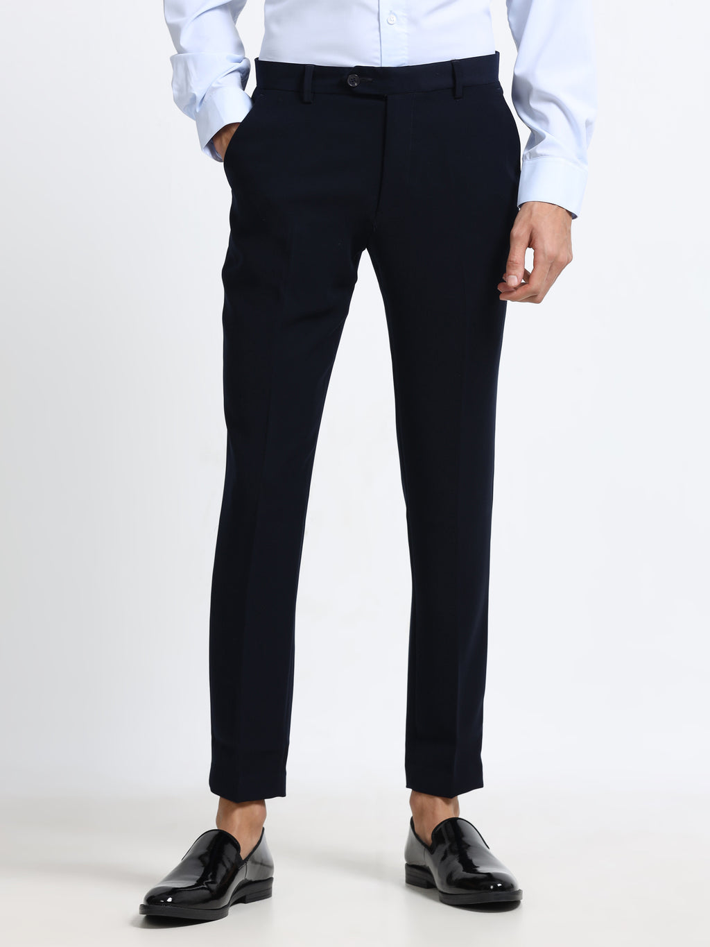 CARBON BLACK 4 WAY STRETCH VISCOSE BLEND FORMAL PANT