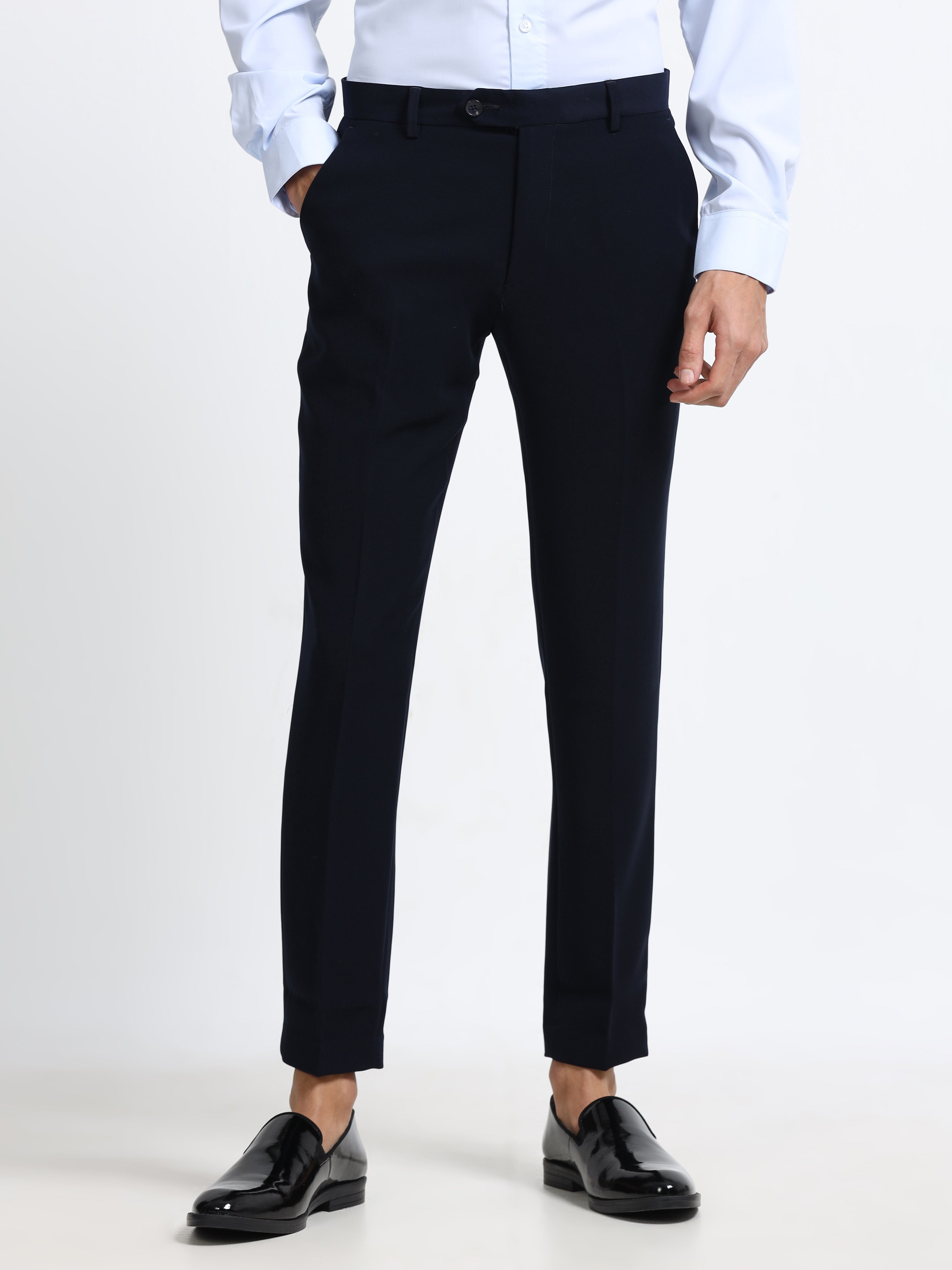CARBON BLACK 4 WAY STRETCH VISCOSE BLEND FORMAL PANT