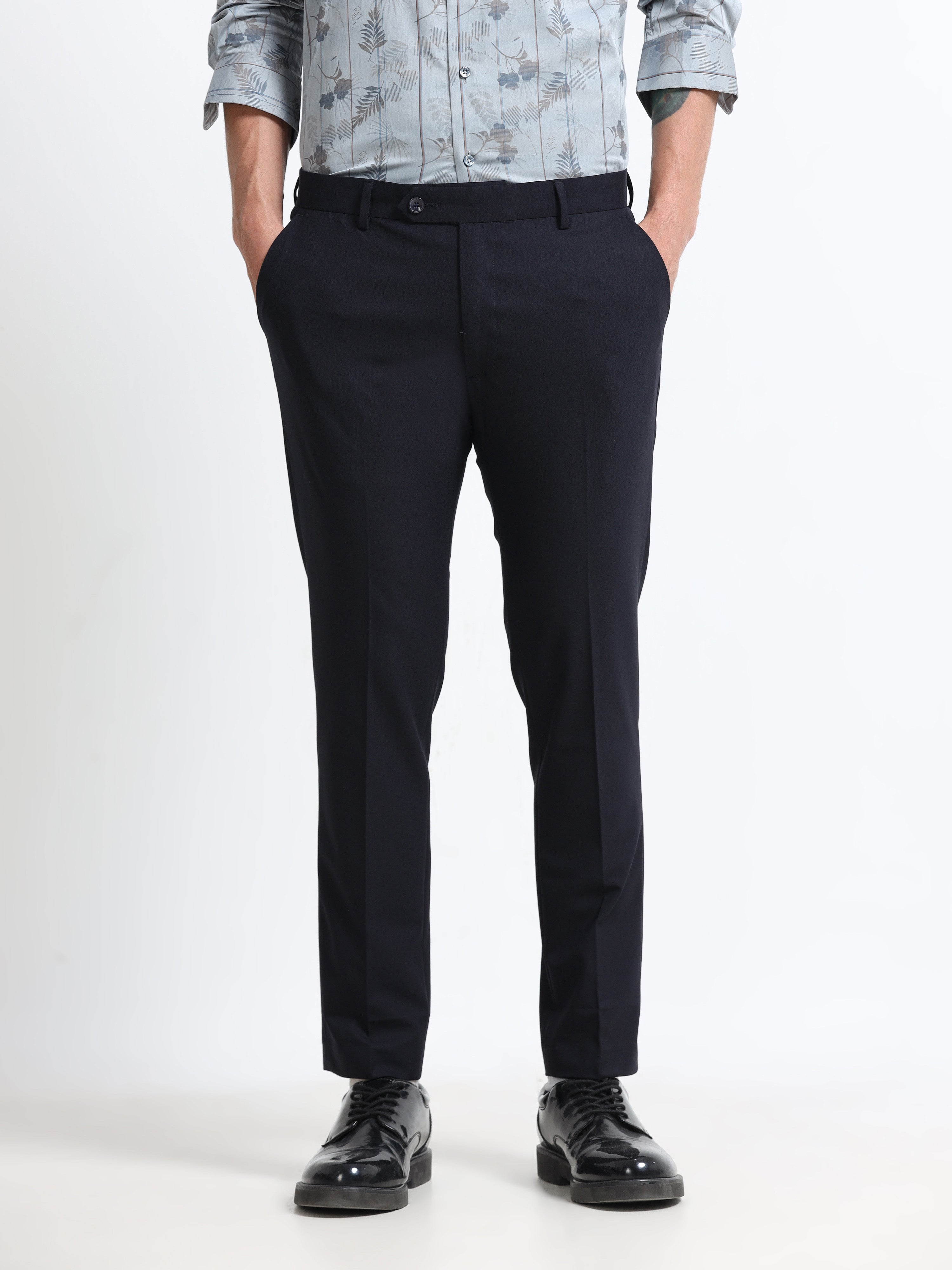 INK BLUE 4 WAY STRETCH VISCOSE BLEND FORMAL PANT