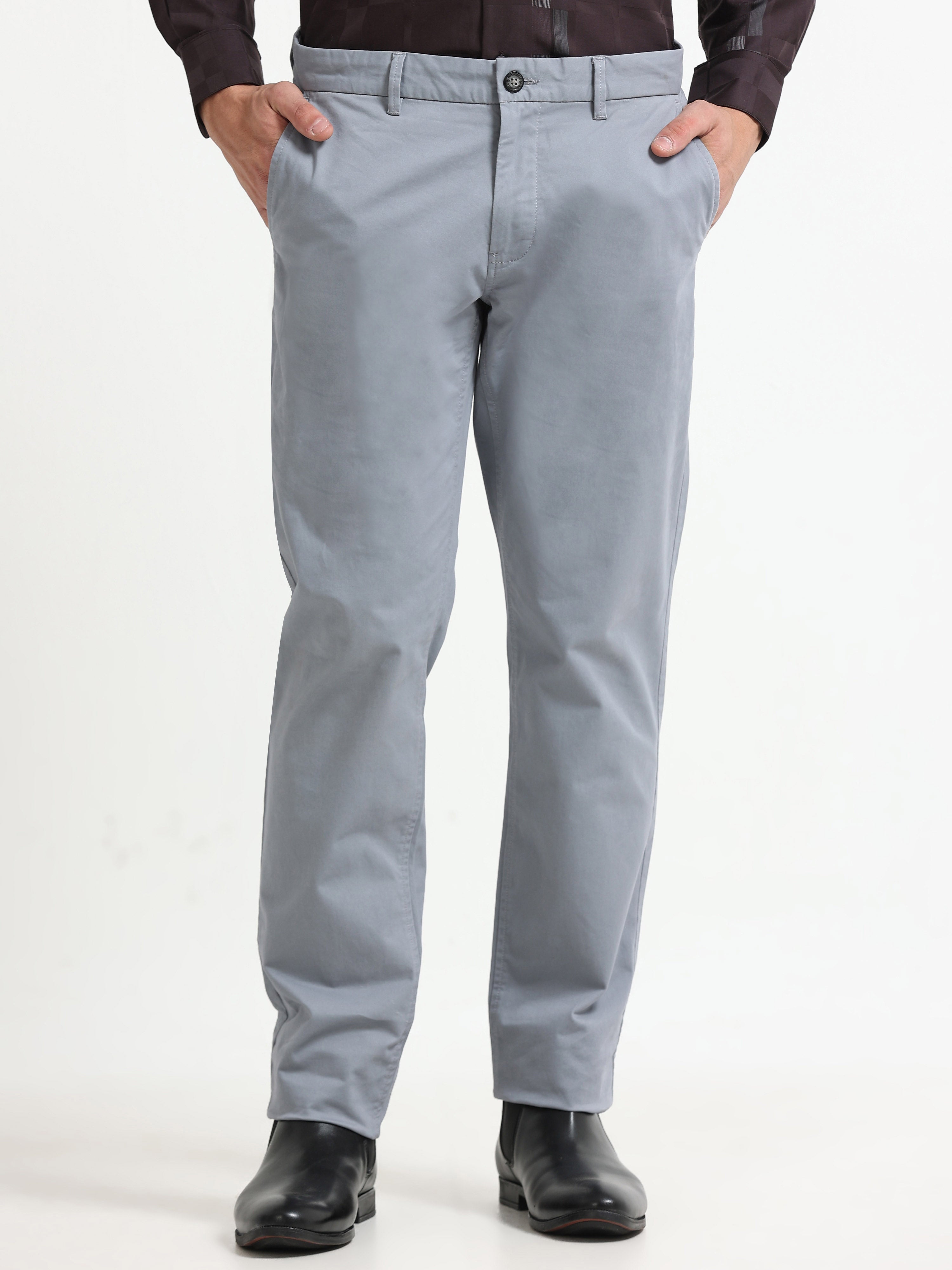BLUISH GREY CONVERSE COTTON LYCRA STRECTH TROUSERS