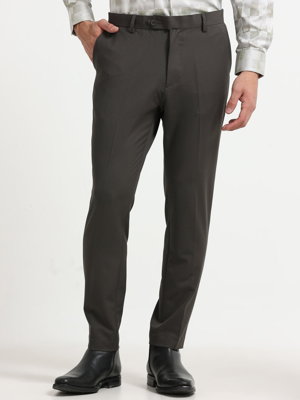 DARK GREY 4 WAY STRETCH VISCOSE BLEND FORMAL PANT