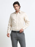 Champagne Luster Cotton Satin Stretch Solid Shirt