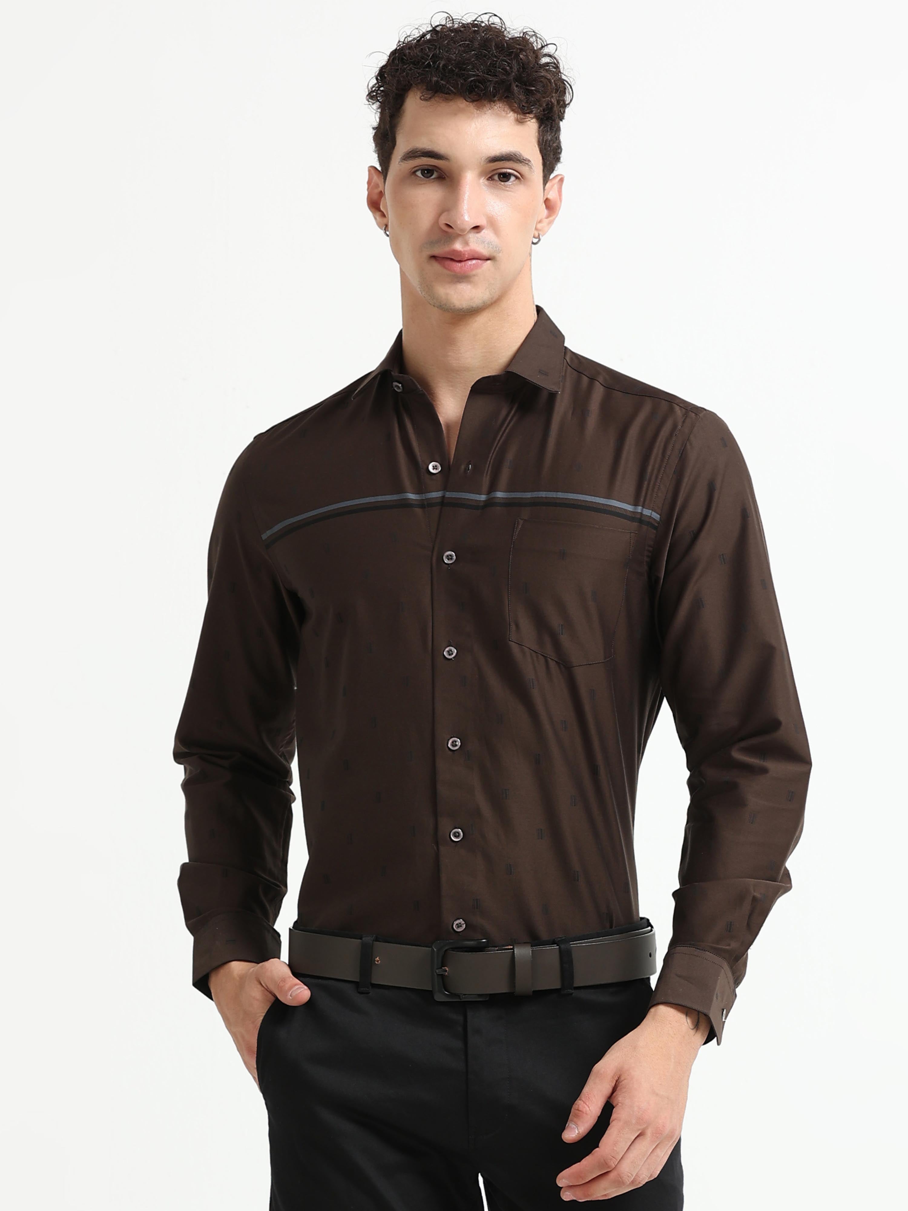 Mocha Luxe Stripe Textured Shirt