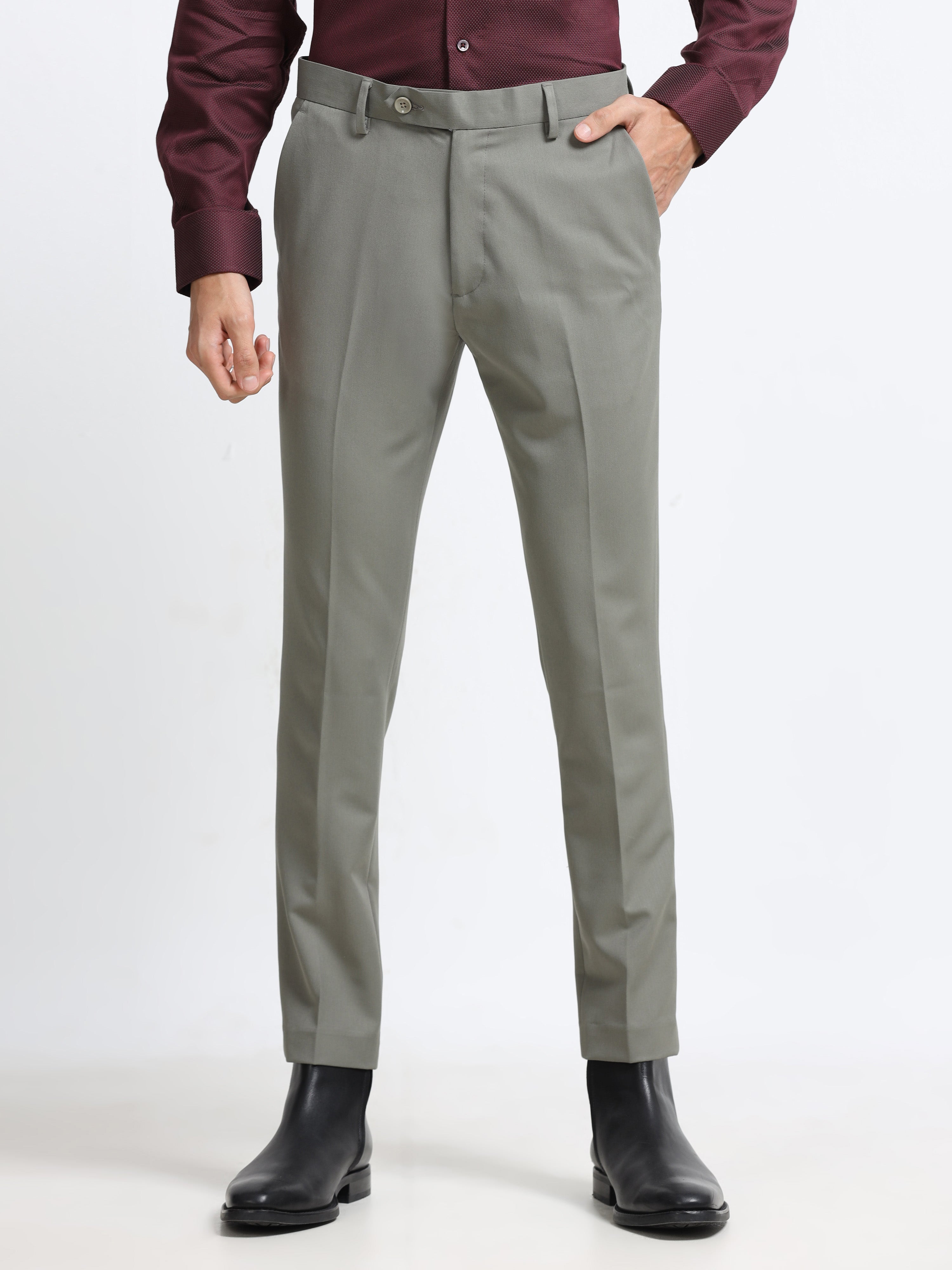 WARM GREY 4 WAY STRETCH VISCOSE BLEND FORMAL PANT