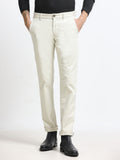 ECRU DOBBIES COTTON LYCRA BLEND TROUSER