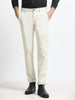 ECRU DOBBIES COTTON LYCRA BLEND TROUSER