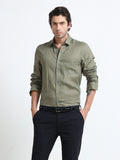 Rustic Olive Essential Linen Solid Shirt