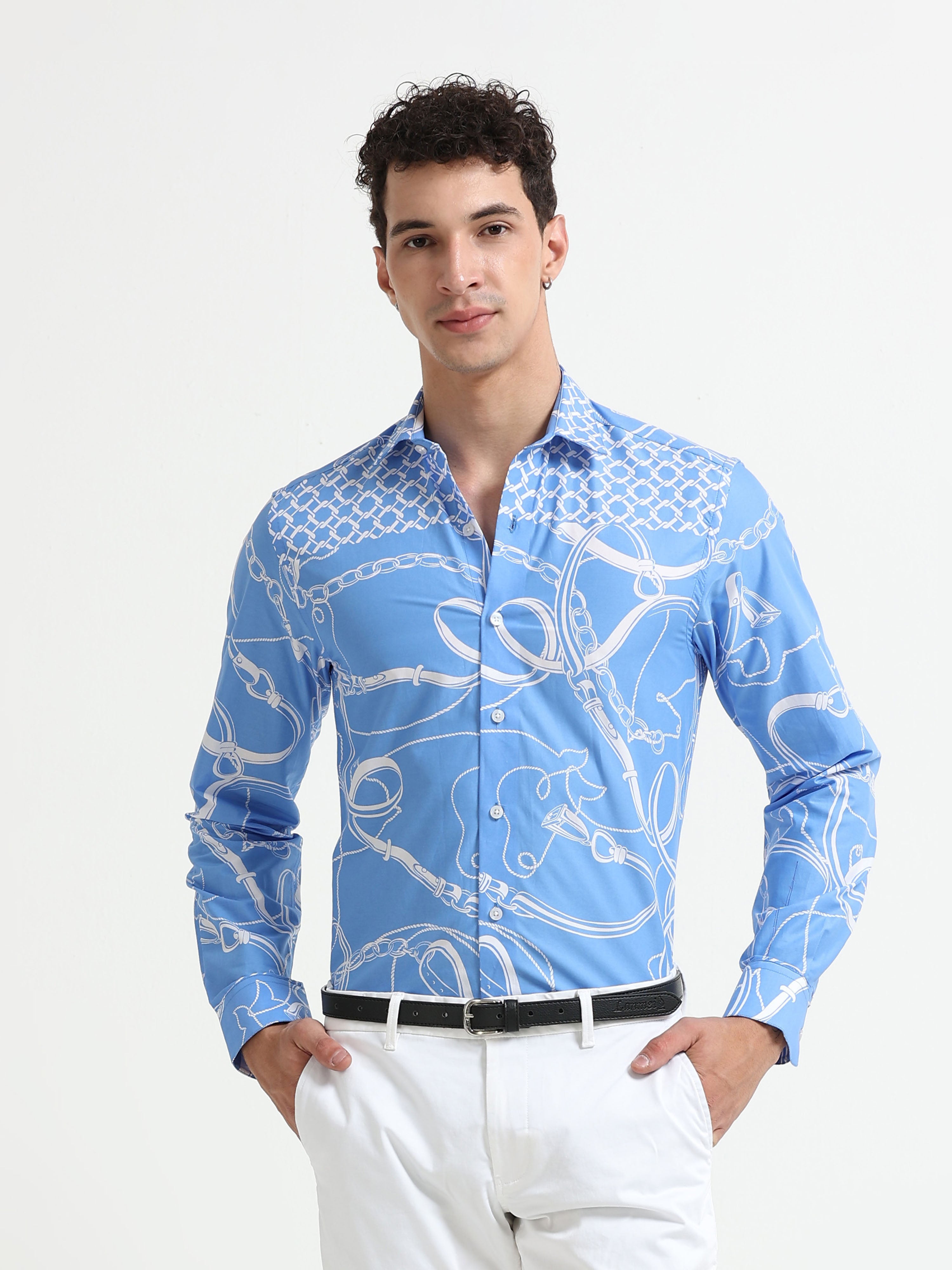 Cerulean Equestrian Link Printed Shirt