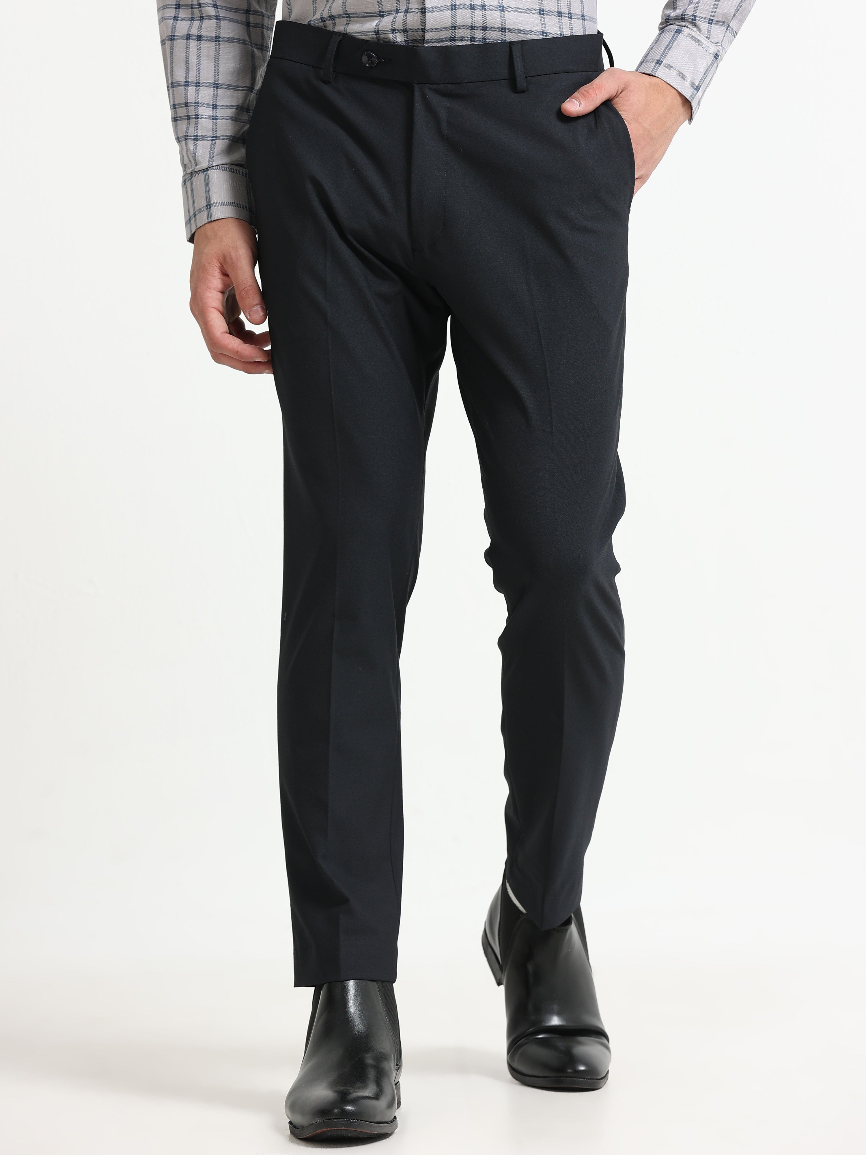 DARK BLUE 4 WAY STRETCH VISCOSE BLEND FORMAL PANT