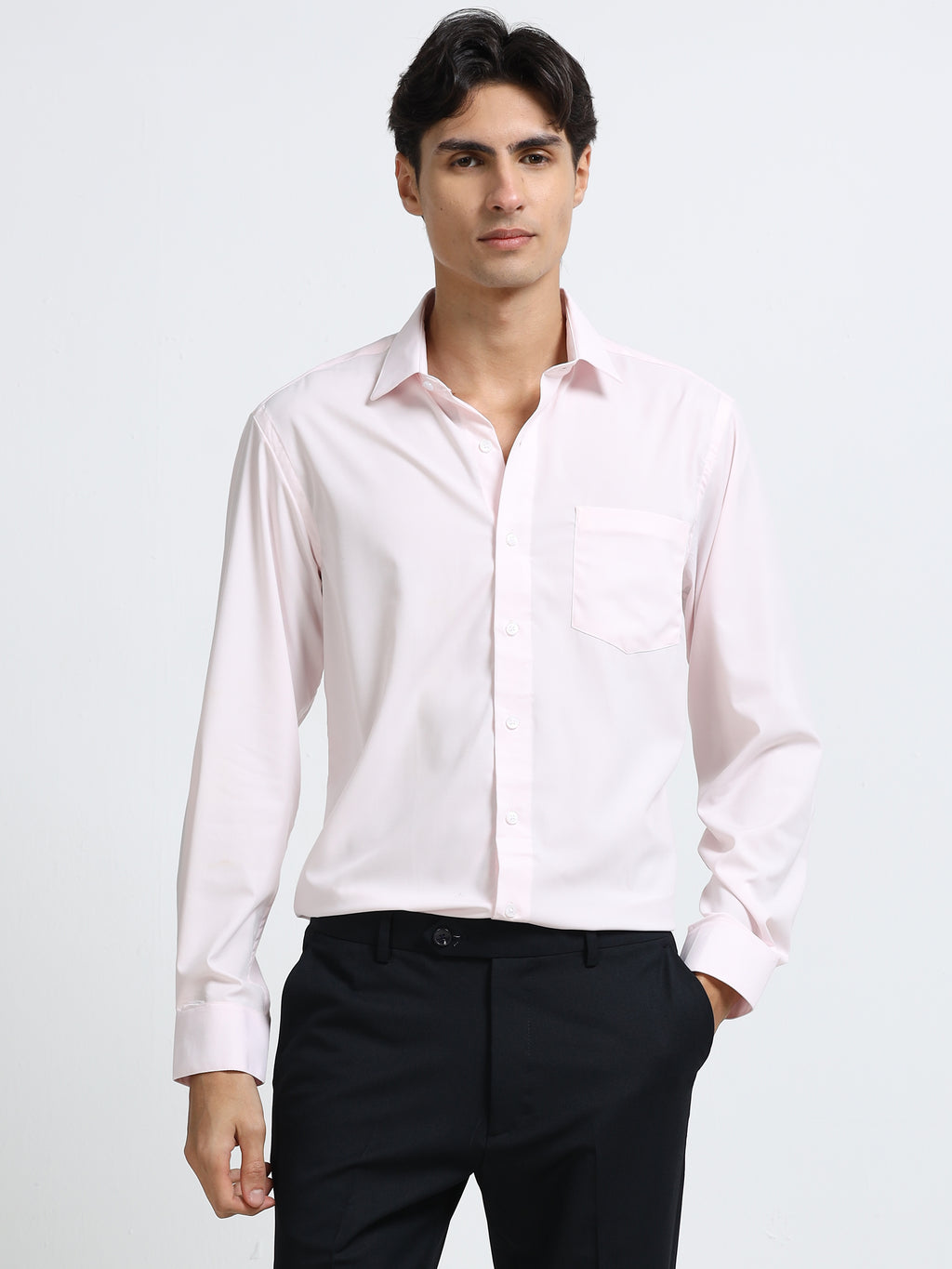 Morning Rose Cotton Satin Stretch Solid Shirt