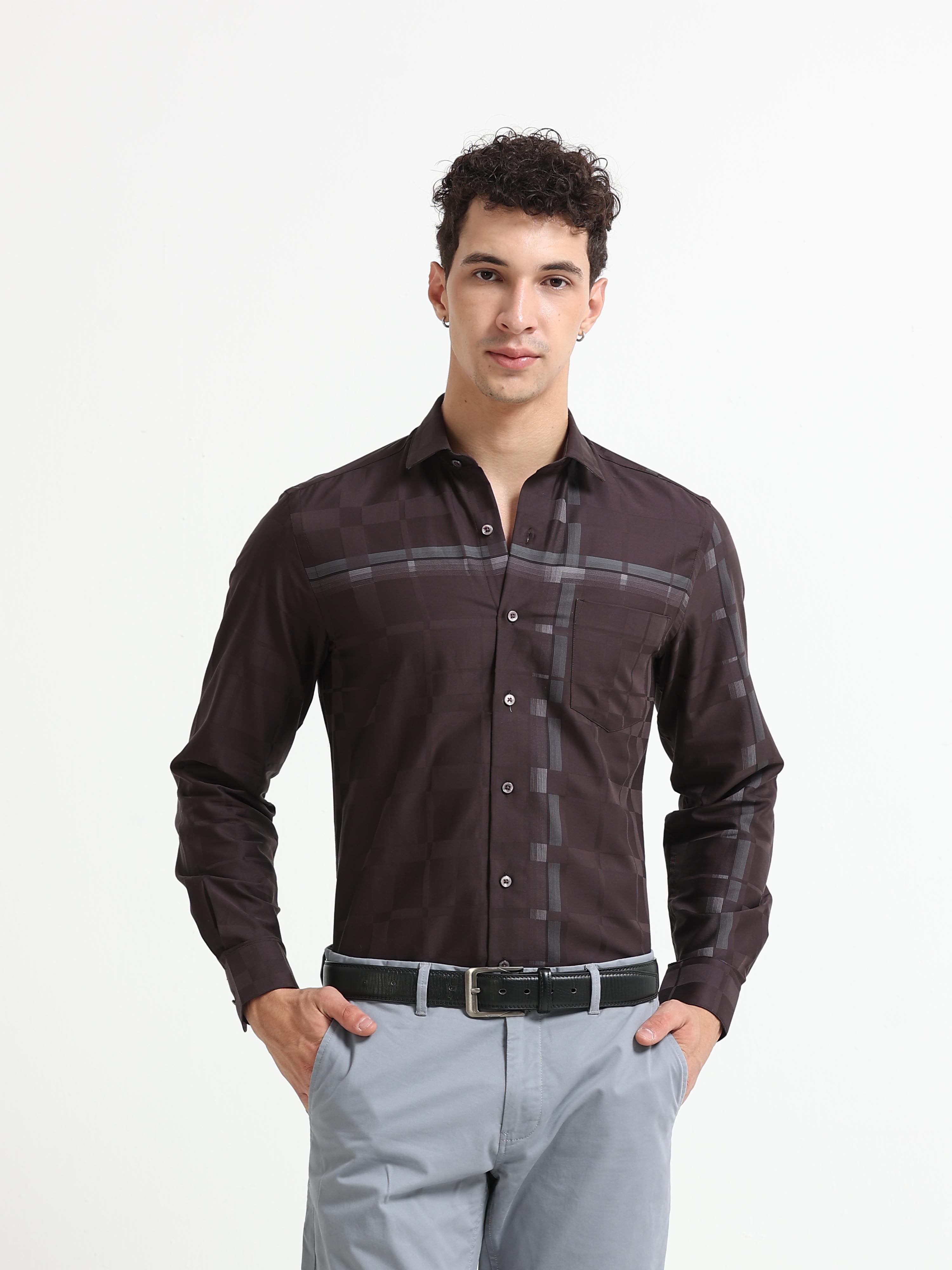 Espresso Checker Jacquard Shirt