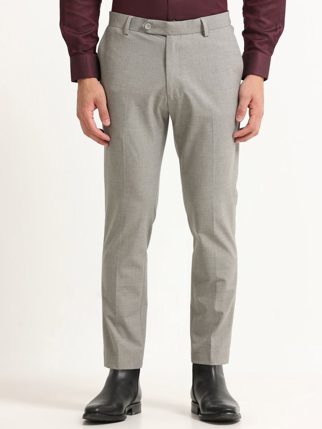 ASH GREY 4 WAY STRETCH VISCOSE BLEND FORMAL PANT