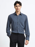 Midnight Slate Cotton Satin Stretch Solid Shirt