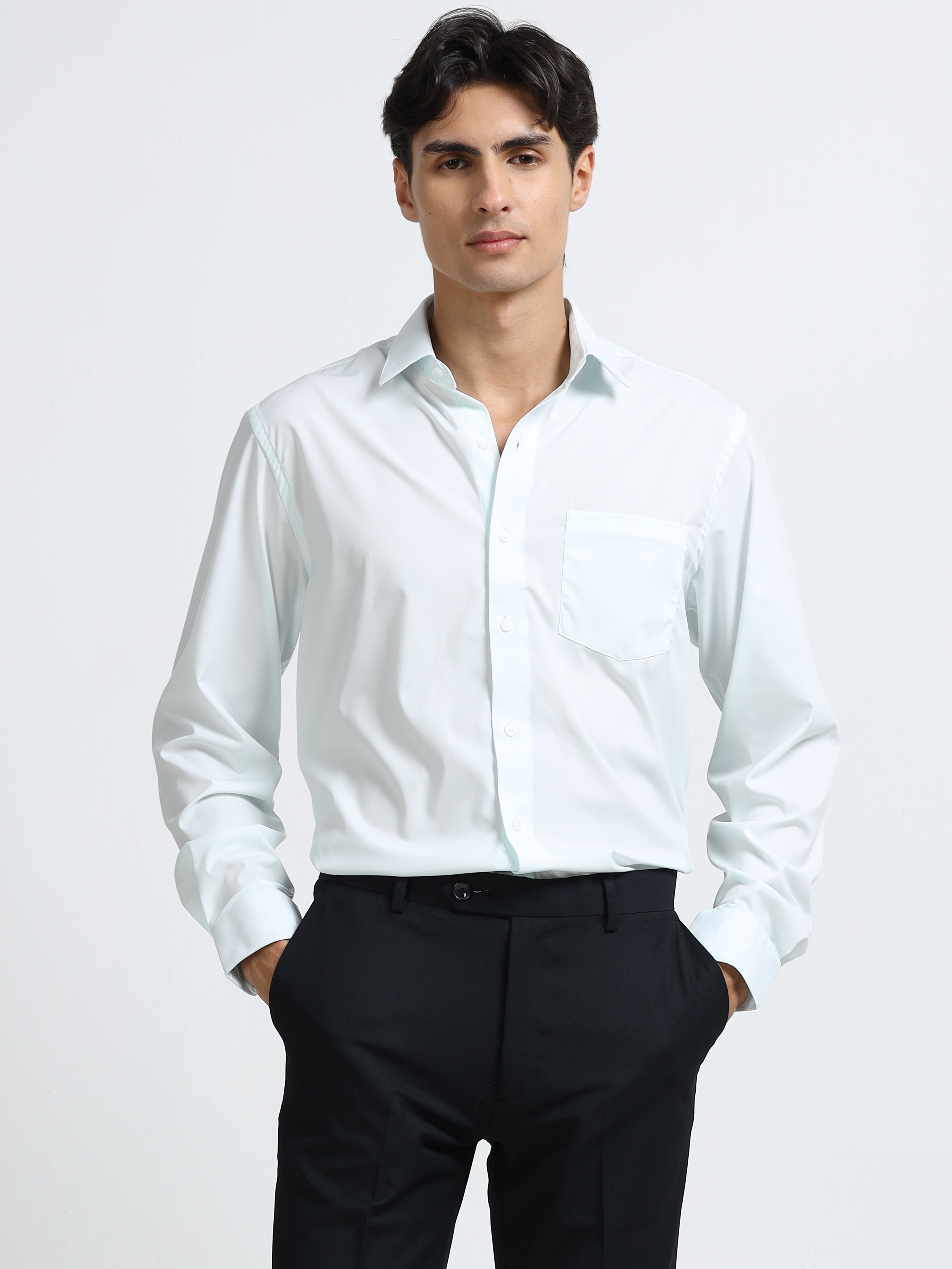 Glacier Peak Cotton Satin Stretch Solid Shirt