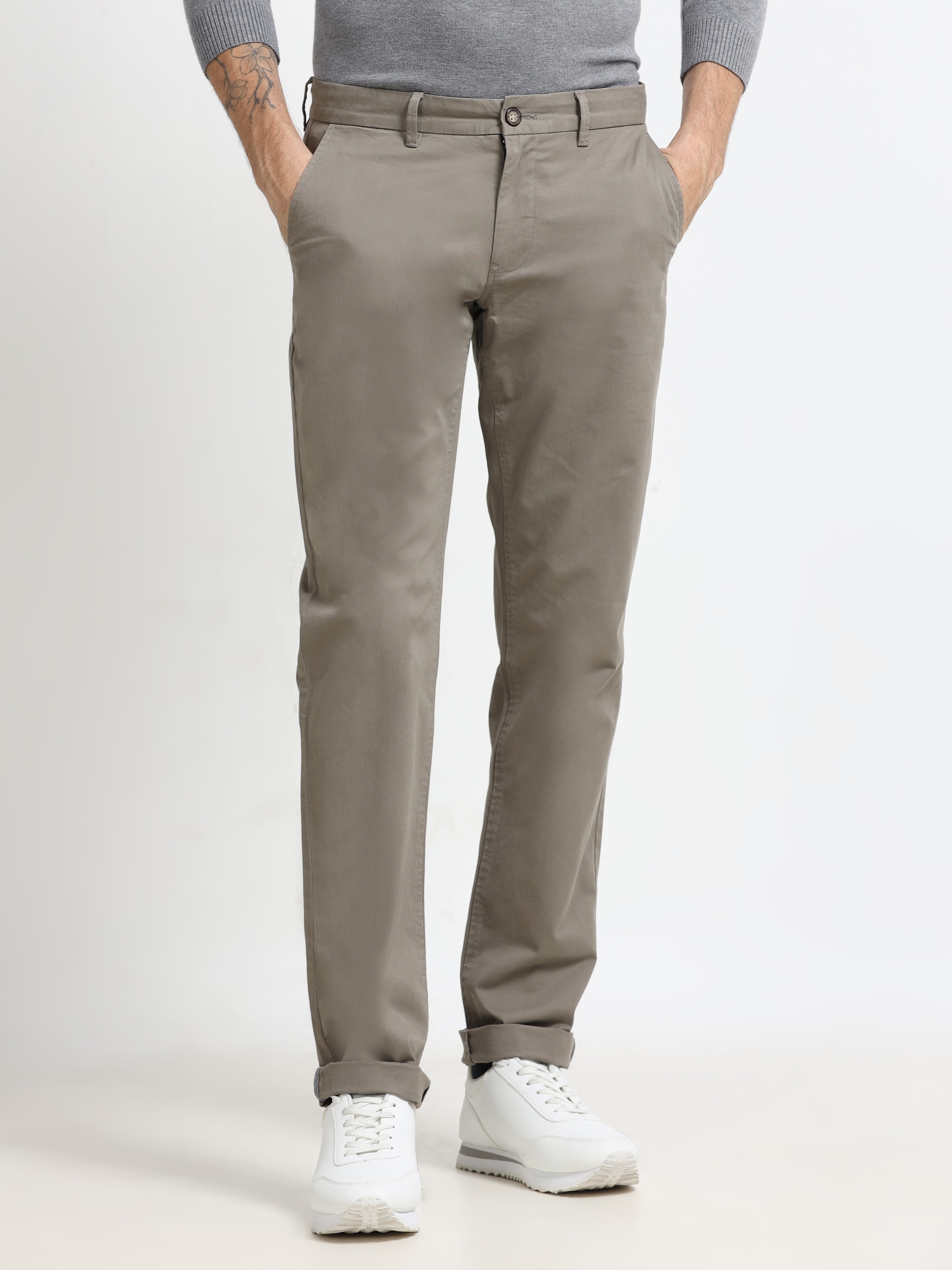 LIGHT KHAKI GAP TWILL STRETCH TROUSERS