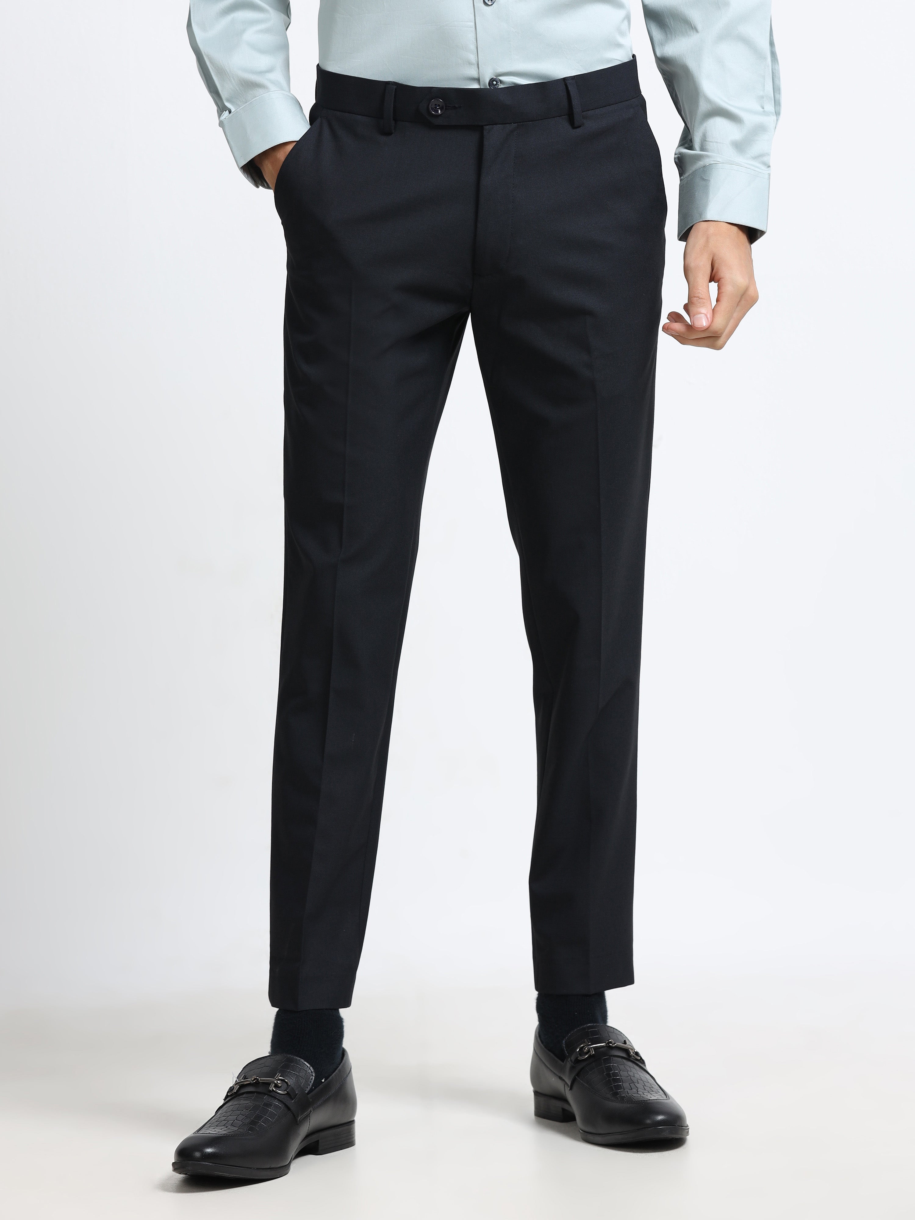 NAVY BLUE 4 WAY STRETCH VISCOSE BLEND FORMAL PANT