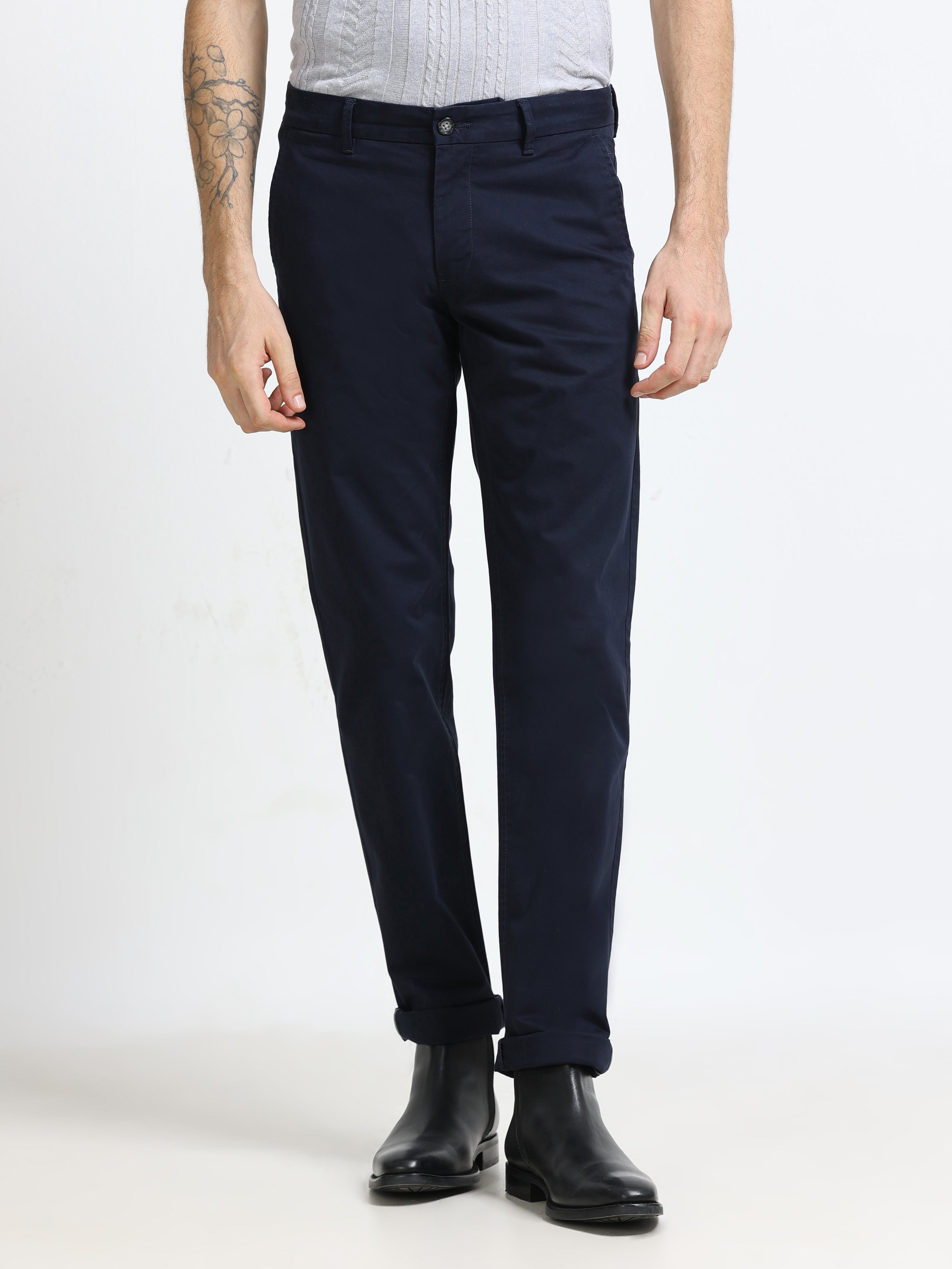 DARK NAVY GAP TWILL STRETCH TROUSERS