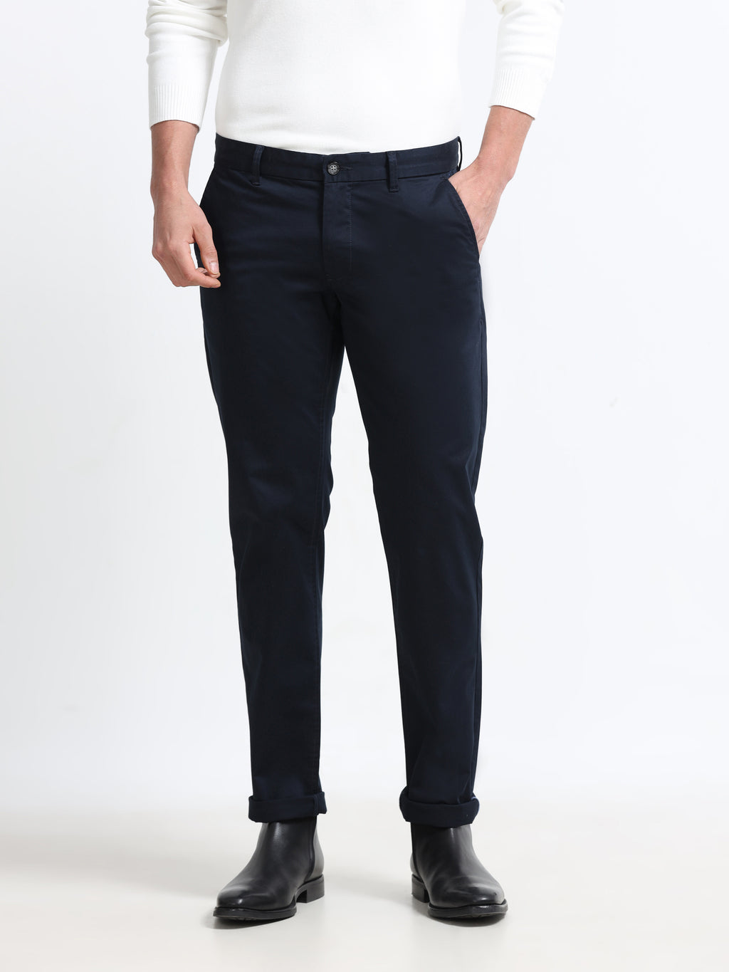 NAVY BLUE GIZZA COTTON TROUSER