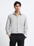 Steel Mist Cotton Satin Stretch Solid Shirt