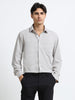 Steel Mist Cotton Satin Stretch Solid Shirt