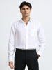 Arctic Breeze White Linen Solid Shirt