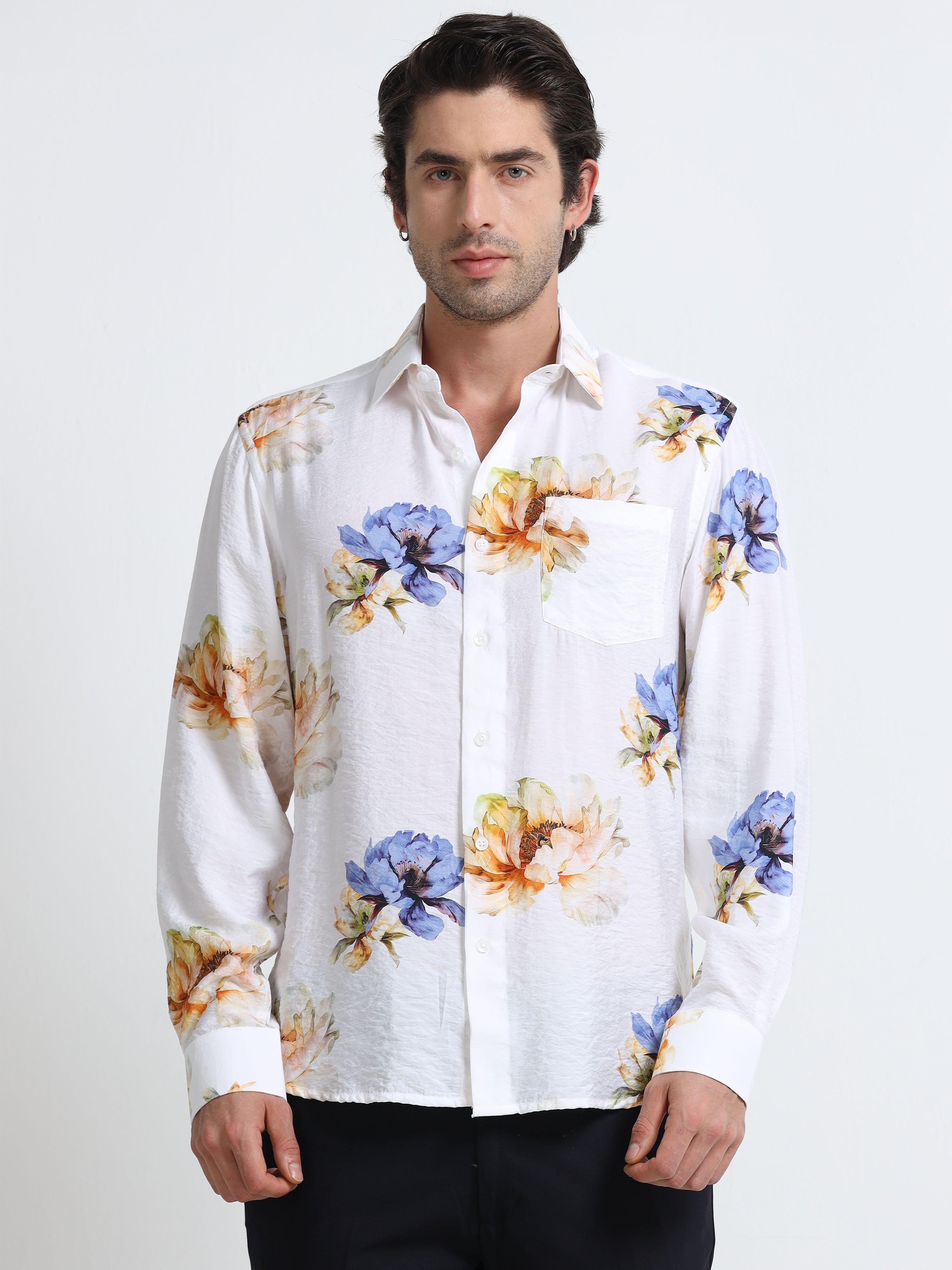 Riviera Bloom Cotton Crinkle Printed Shirt