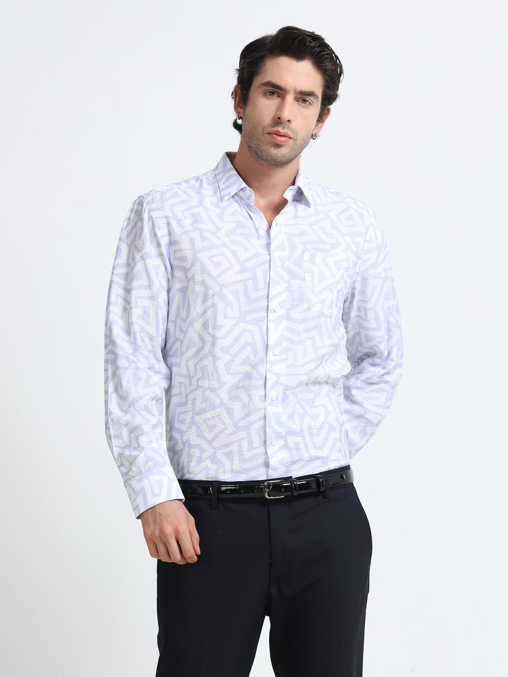 Lavender Mist Abstract Meridian Printed Shirt