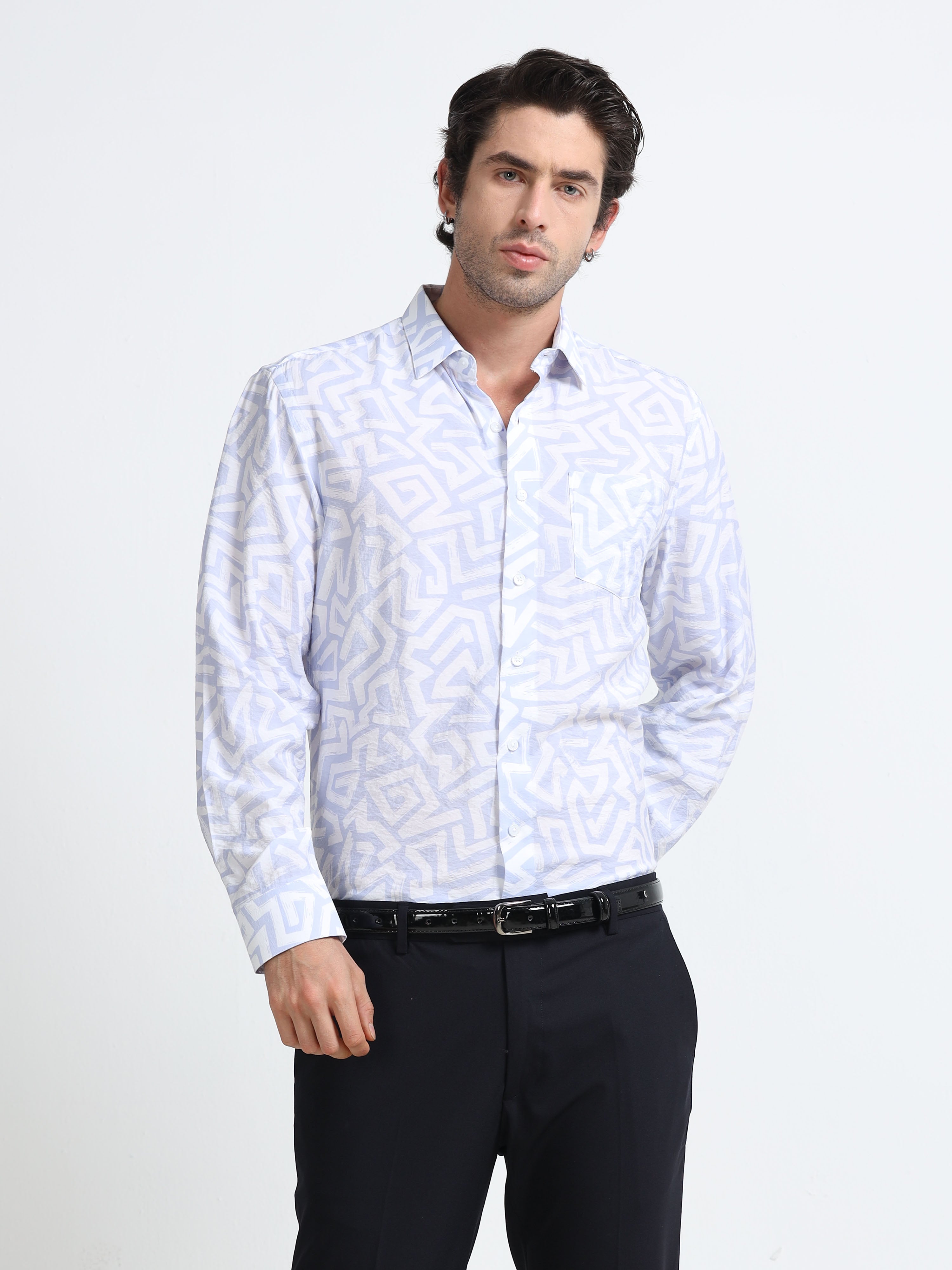 Lavender Mist Abstract Meridian Printed Shirt