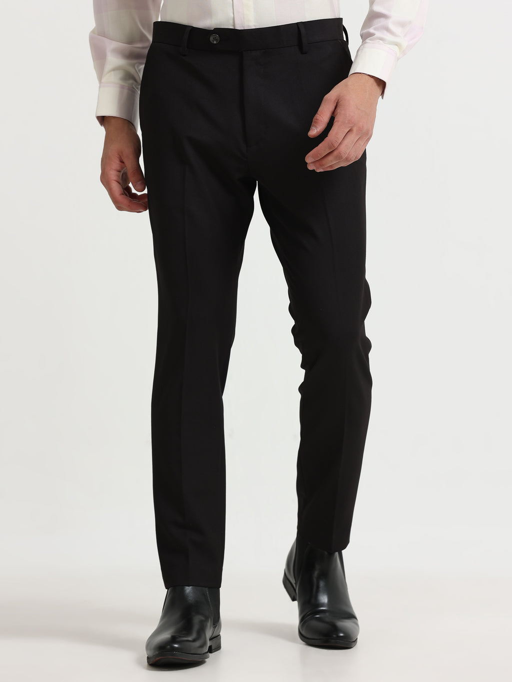 BLACK 4 WAY STRETCH VISCOSE BLEND FORMAL PANT