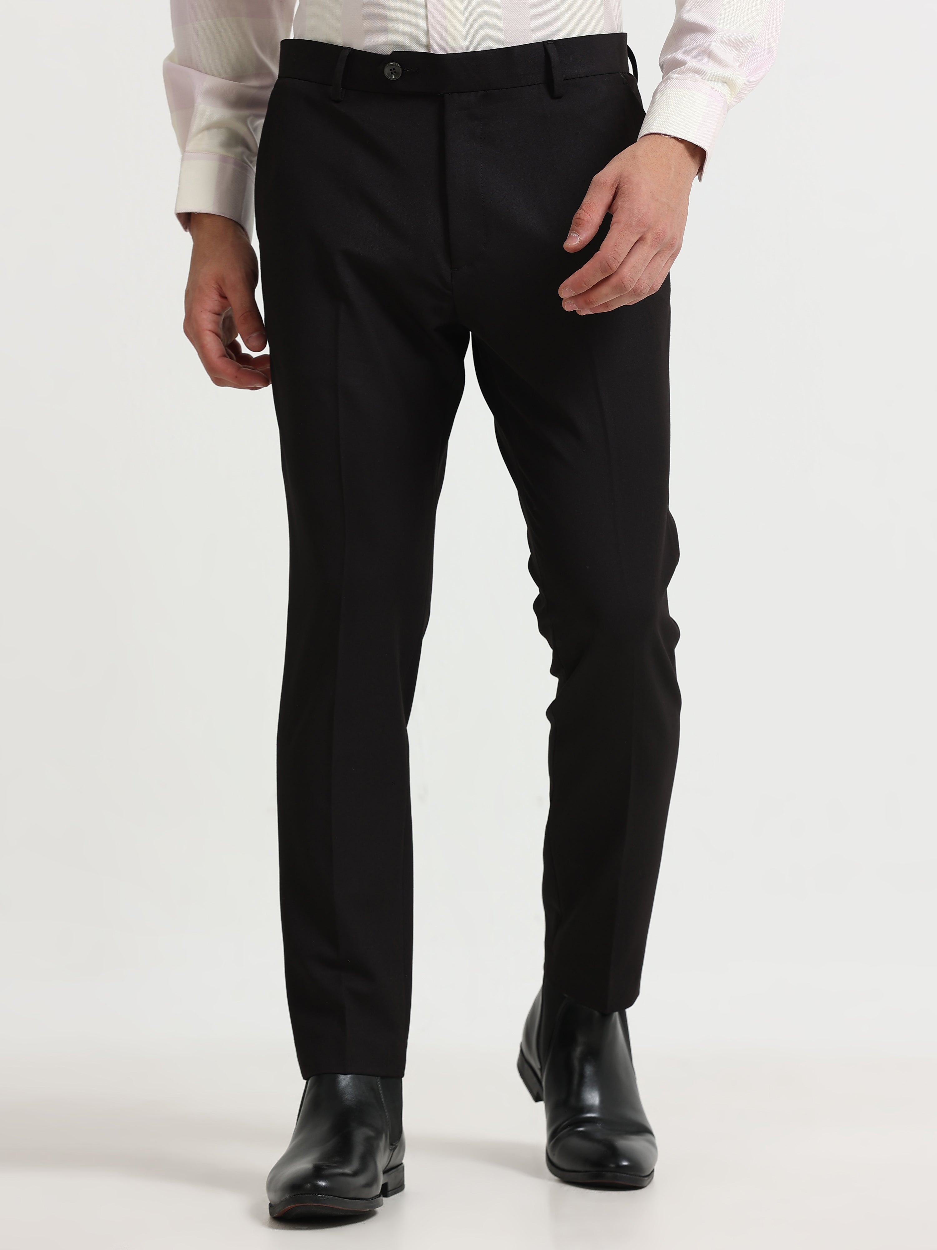 BLACK 4 WAY STRETCH VISCOSE BLEND FORMAL PANT