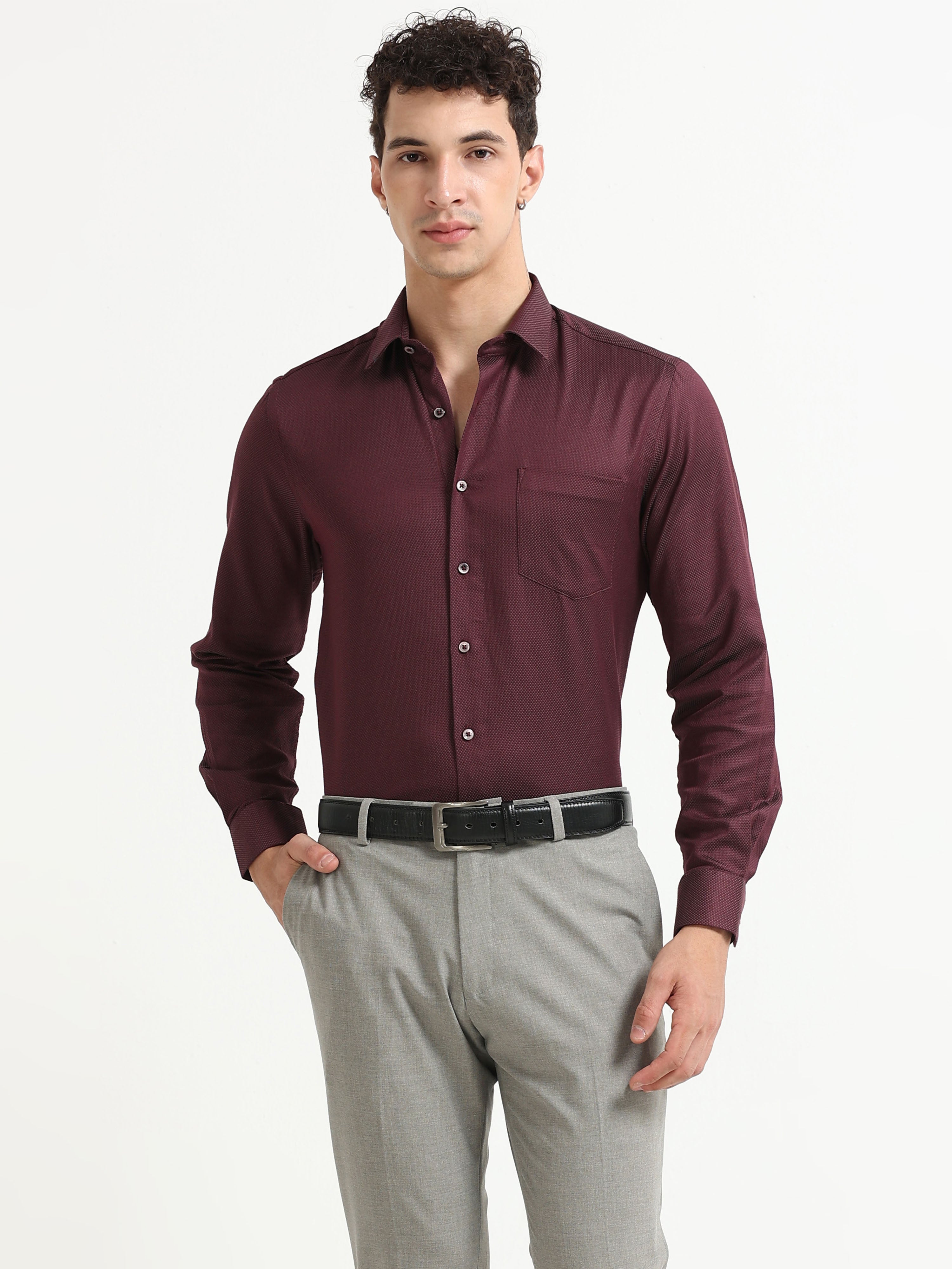 Oxblood Royale Textured Shirt