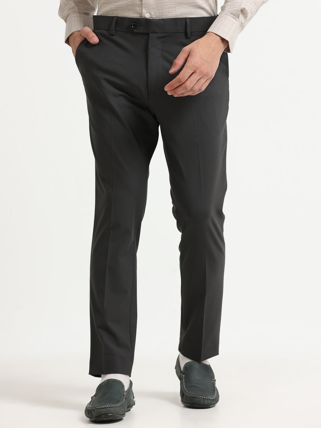 CHARCOAL 4 WAY STRETCH VISCOSE BLEND FORMAL PANT