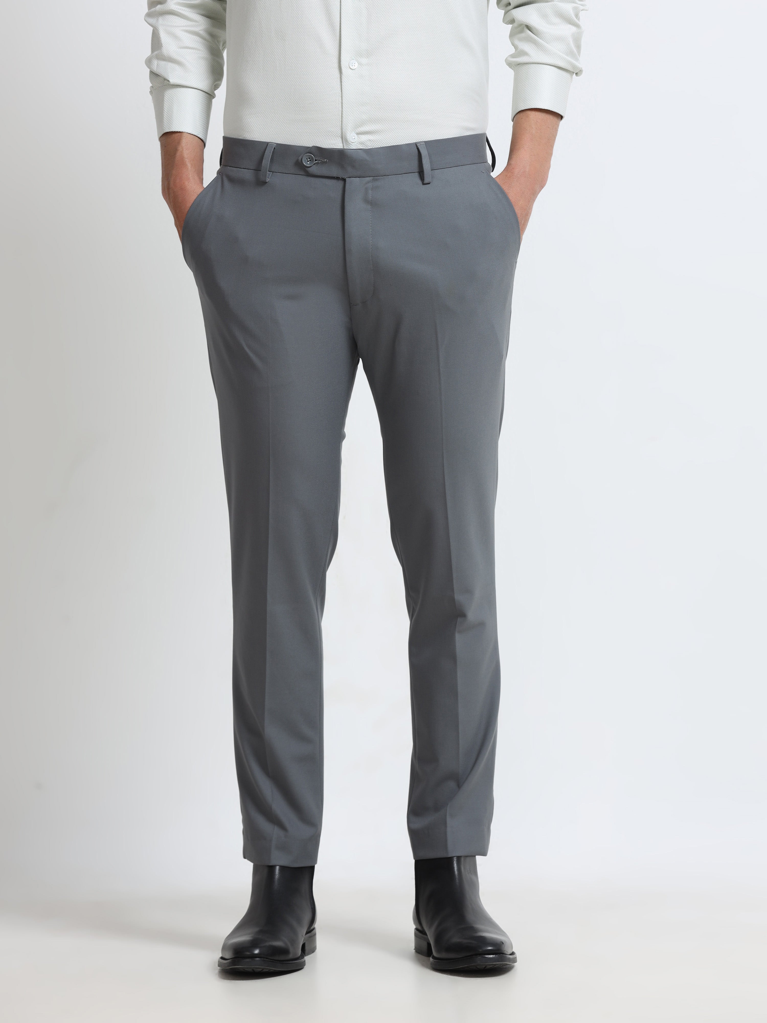 SLATE GREY 4 WAY STRETCH VISCOSE BLEND FORMAL PANT