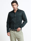 Noir Evergreen Cotton Satin Stretch Solid Shirt