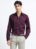Mignight Wine Cotton Satin Stretch Solid Shirt