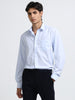 Celestial Blue Cotton Satin Stretch Solid Shirt