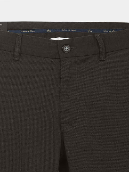 Dark Olive Dobbies Cotton Lycra Blend Trouser