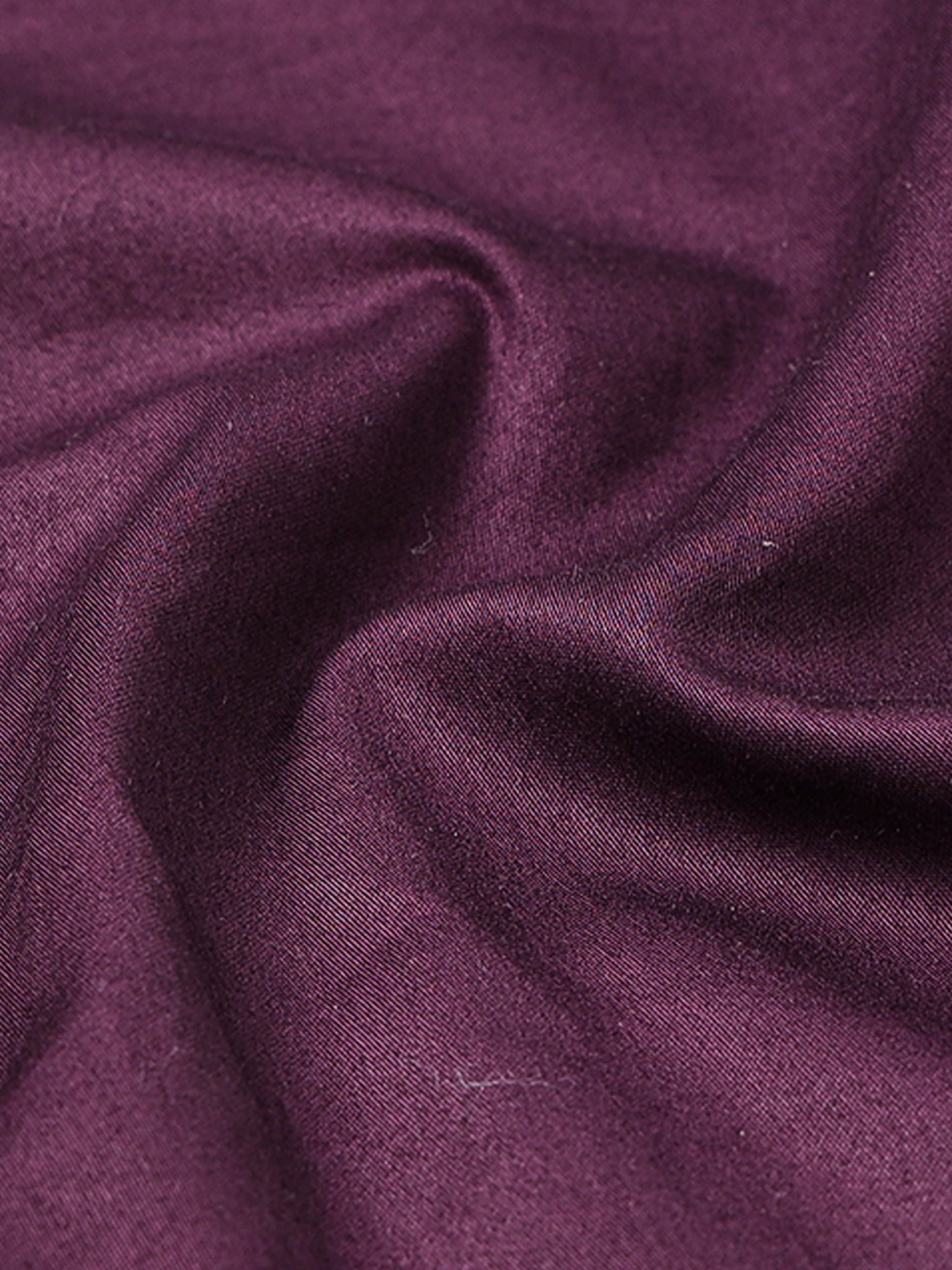 Mignight Wine Cotton Satin Stretch Solid Shirt