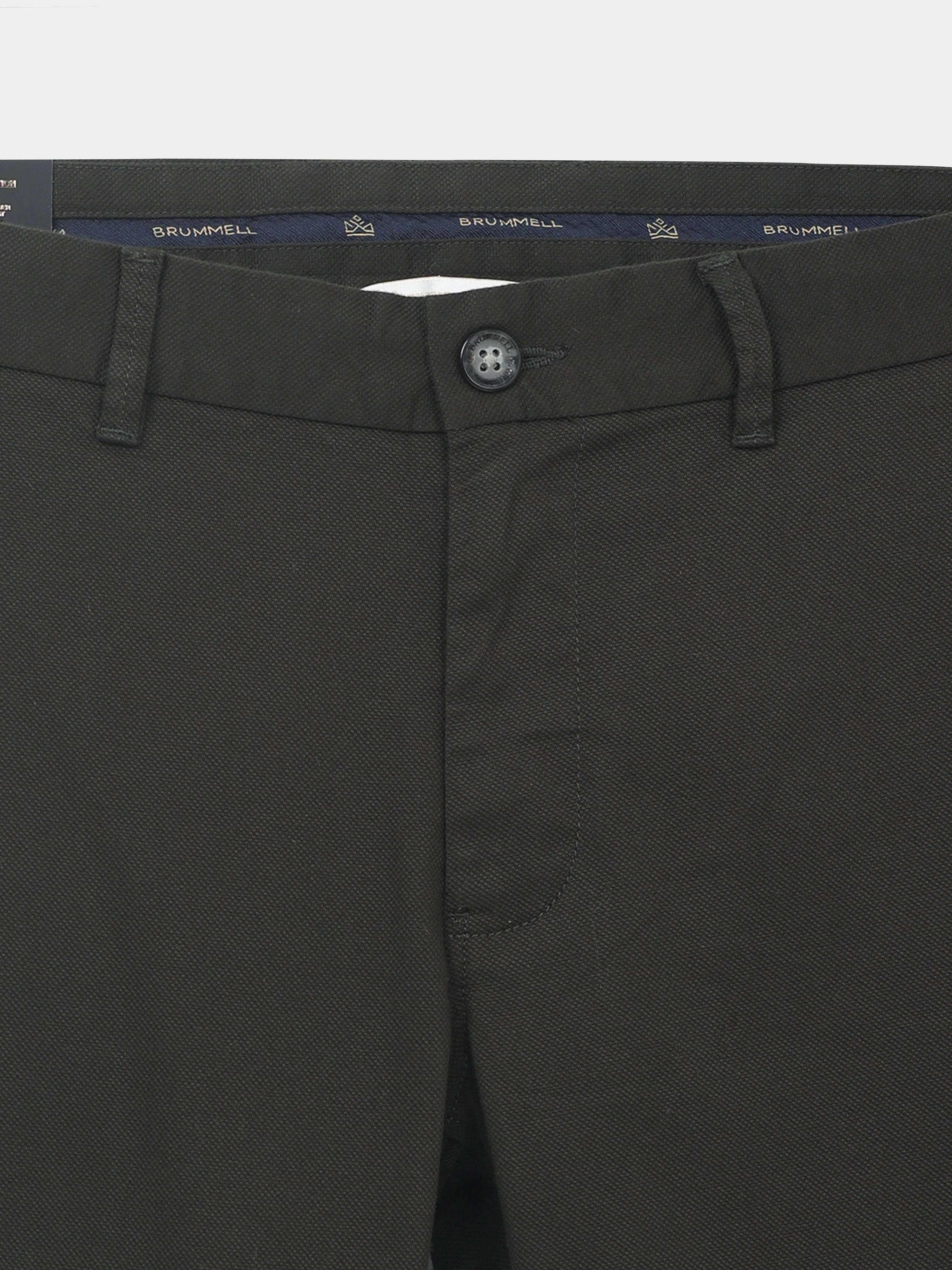 DARK GREEN DOBBIES COTTON LYCRA BLEND TROUSER