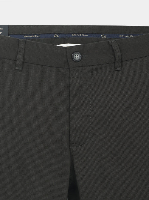 Dark Green Dobbies Cotton Lycra Blend Trouser