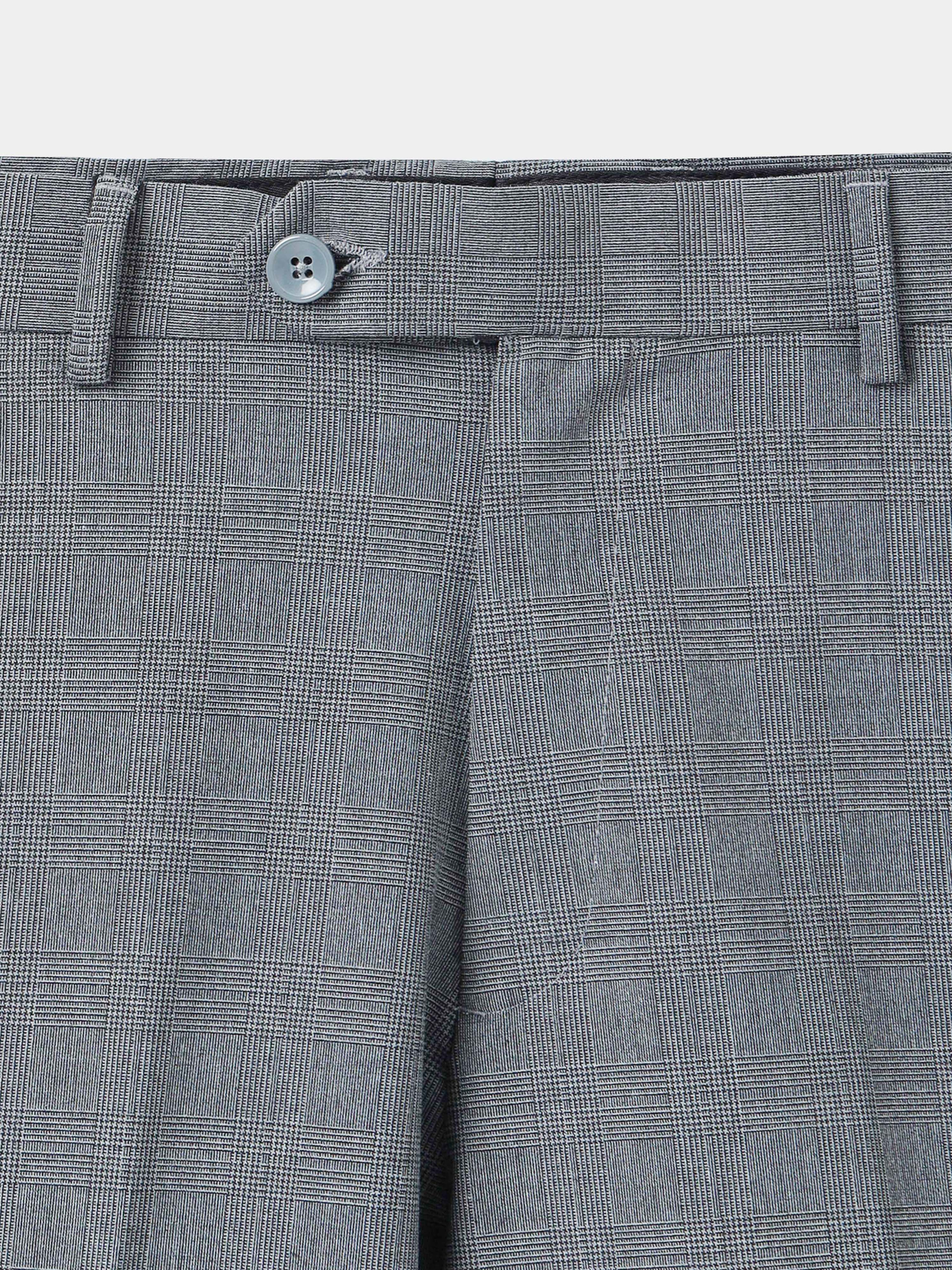 GREY CHECK 4 WAY STRETCH VISCOSE BLEND FORMAL PANT