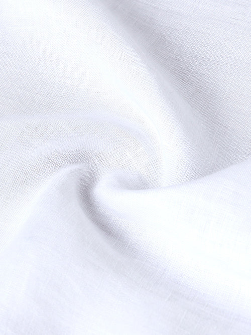 Arctic Breeze White Linen Solid Shirt