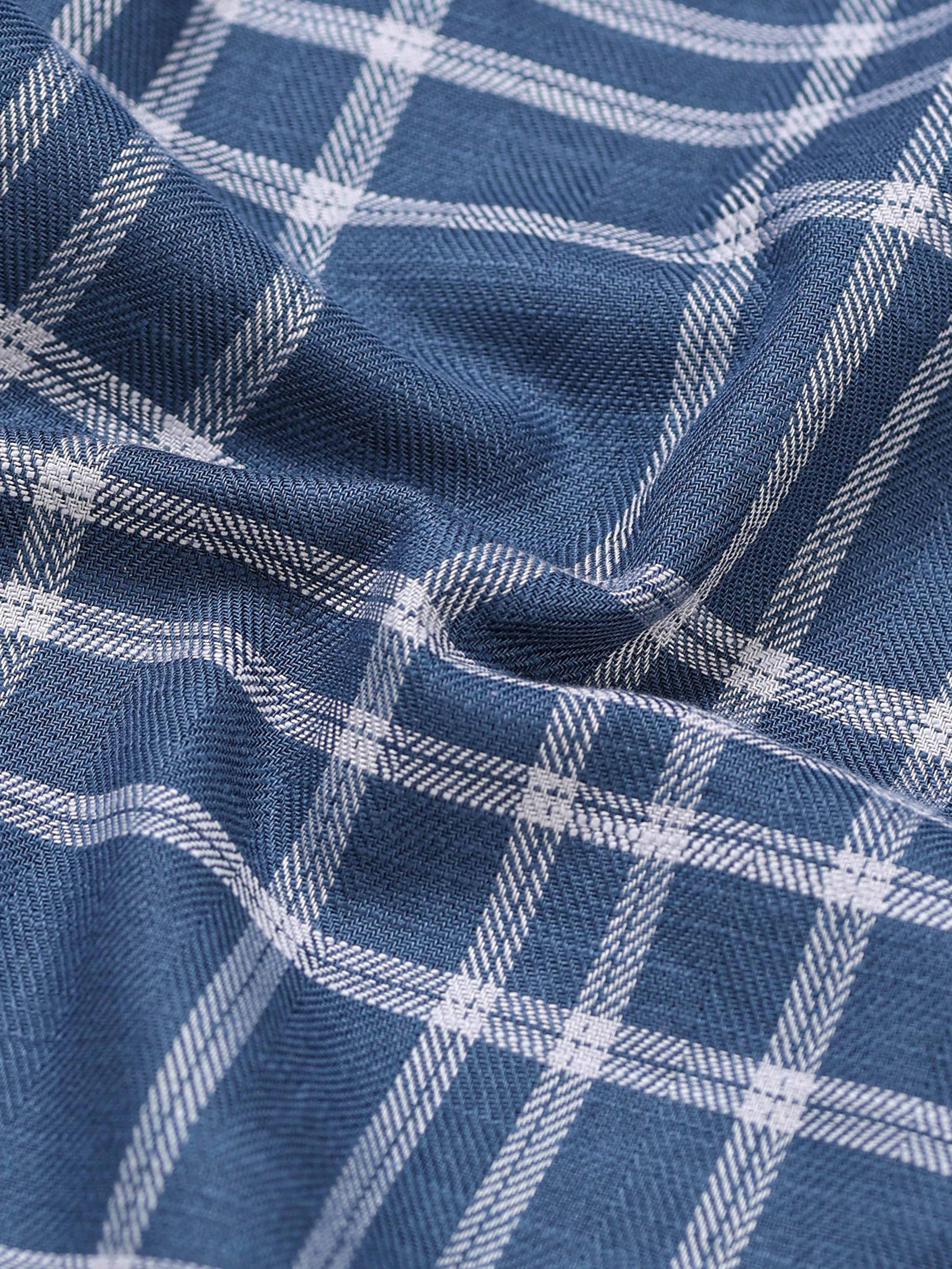 Graphite Blue Textured Check Jacquard Shirt