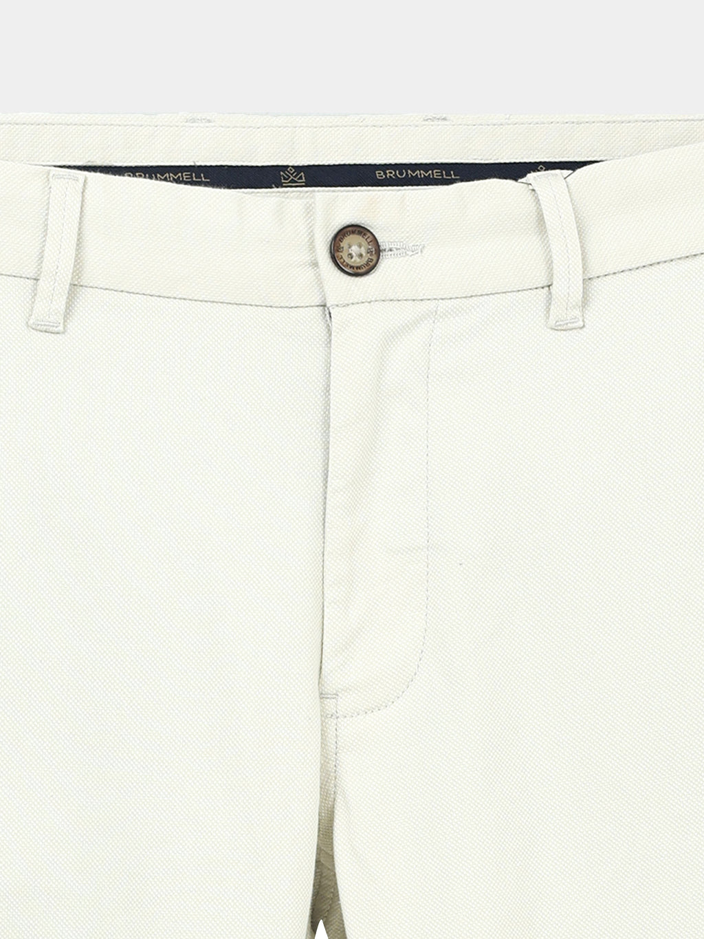 ECRU DOBBIES COTTON LYCRA BLEND TROUSER