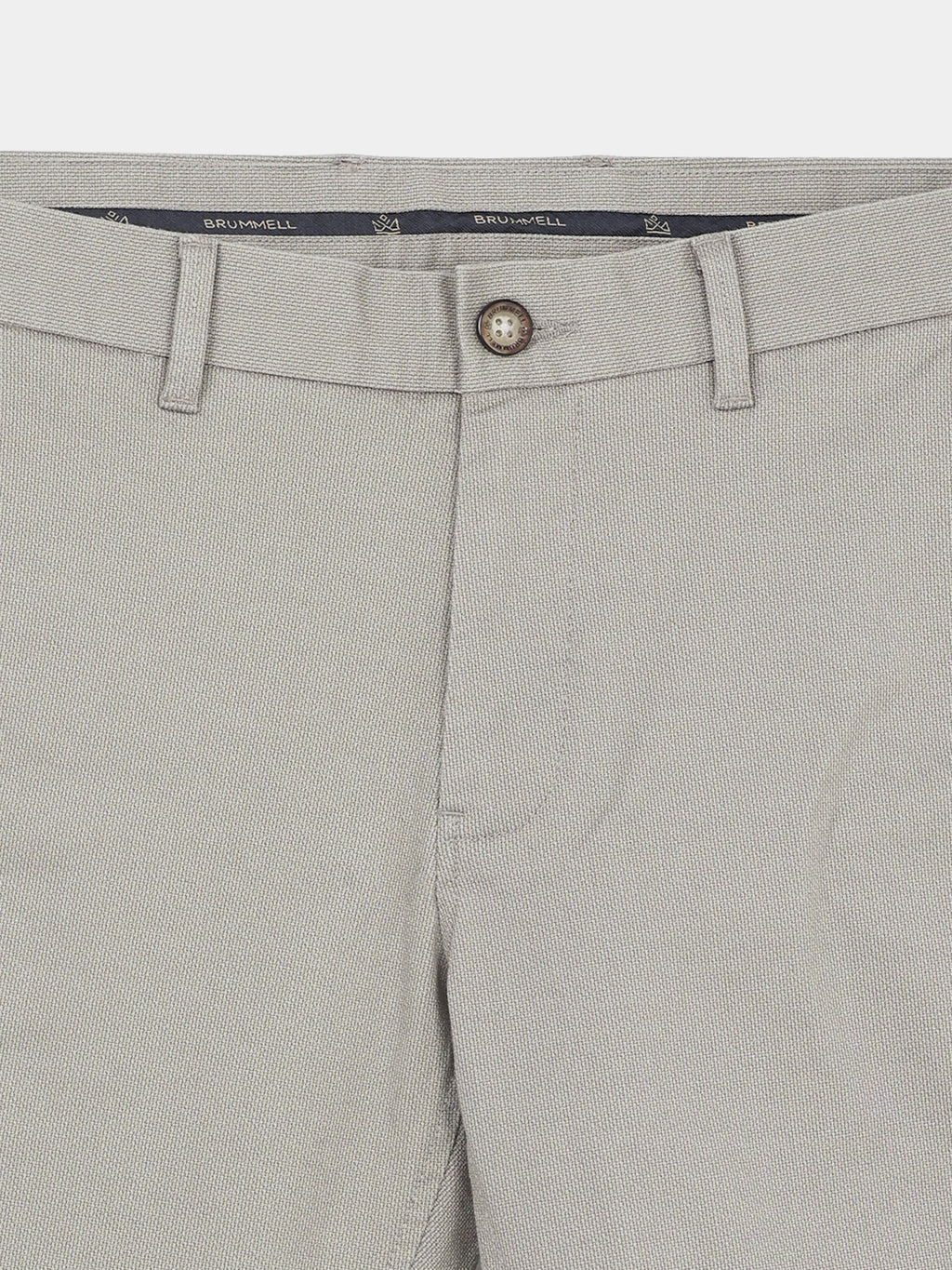 TAUPE DOBBIES COTTON LYCRA BLEND TROUSER
