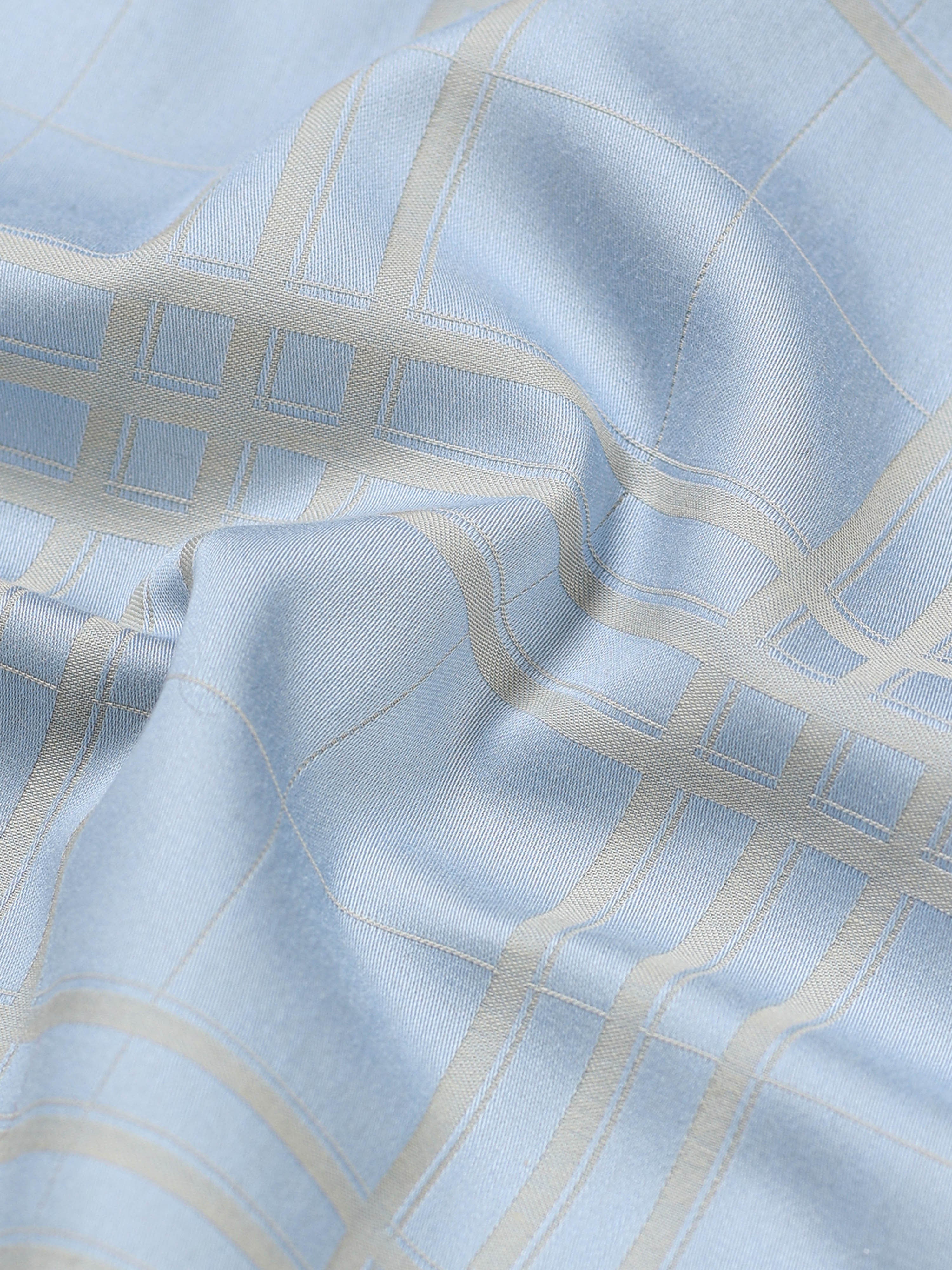 Sky Champagne Windowpane Jacquard Shirt