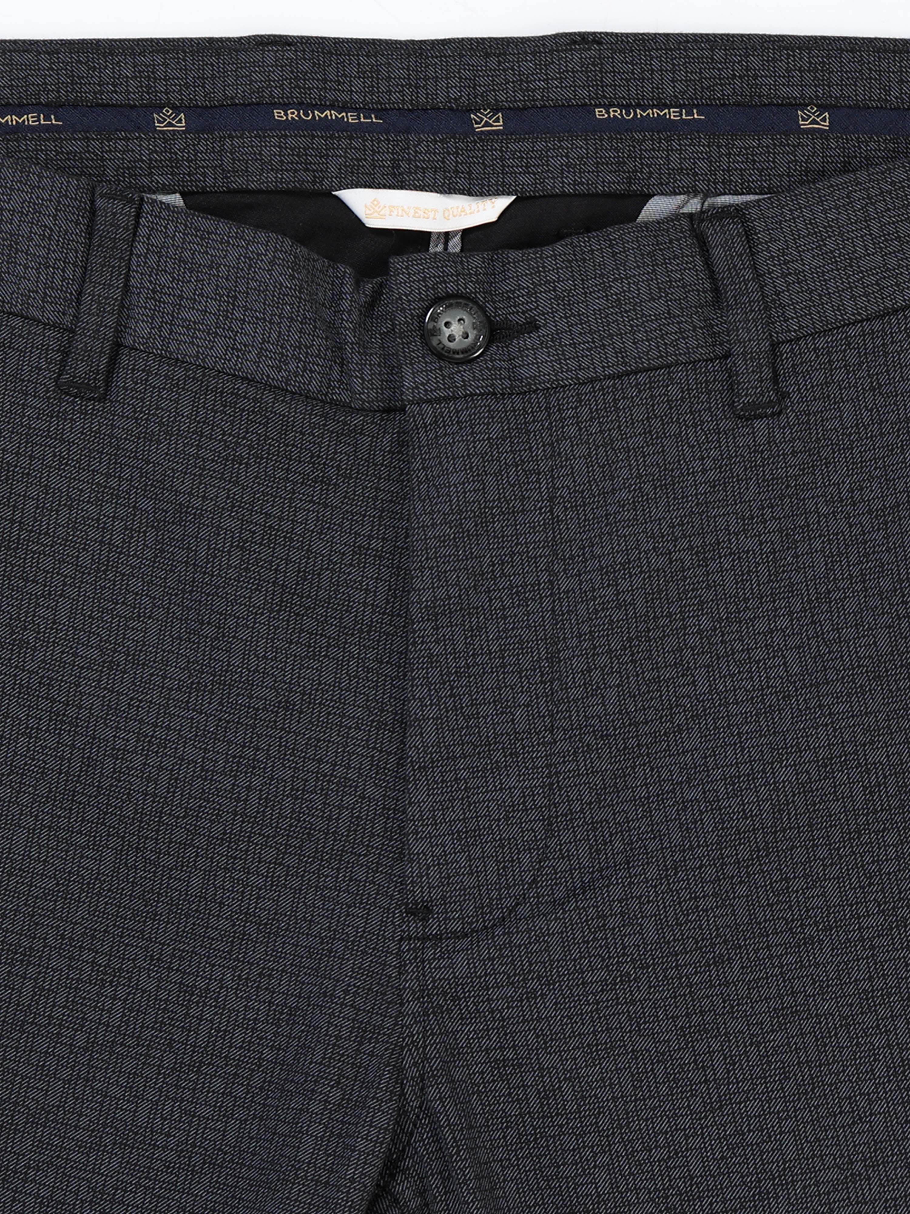 BLACK DOBBIES COTTON LYCRA BLEND TROUSER